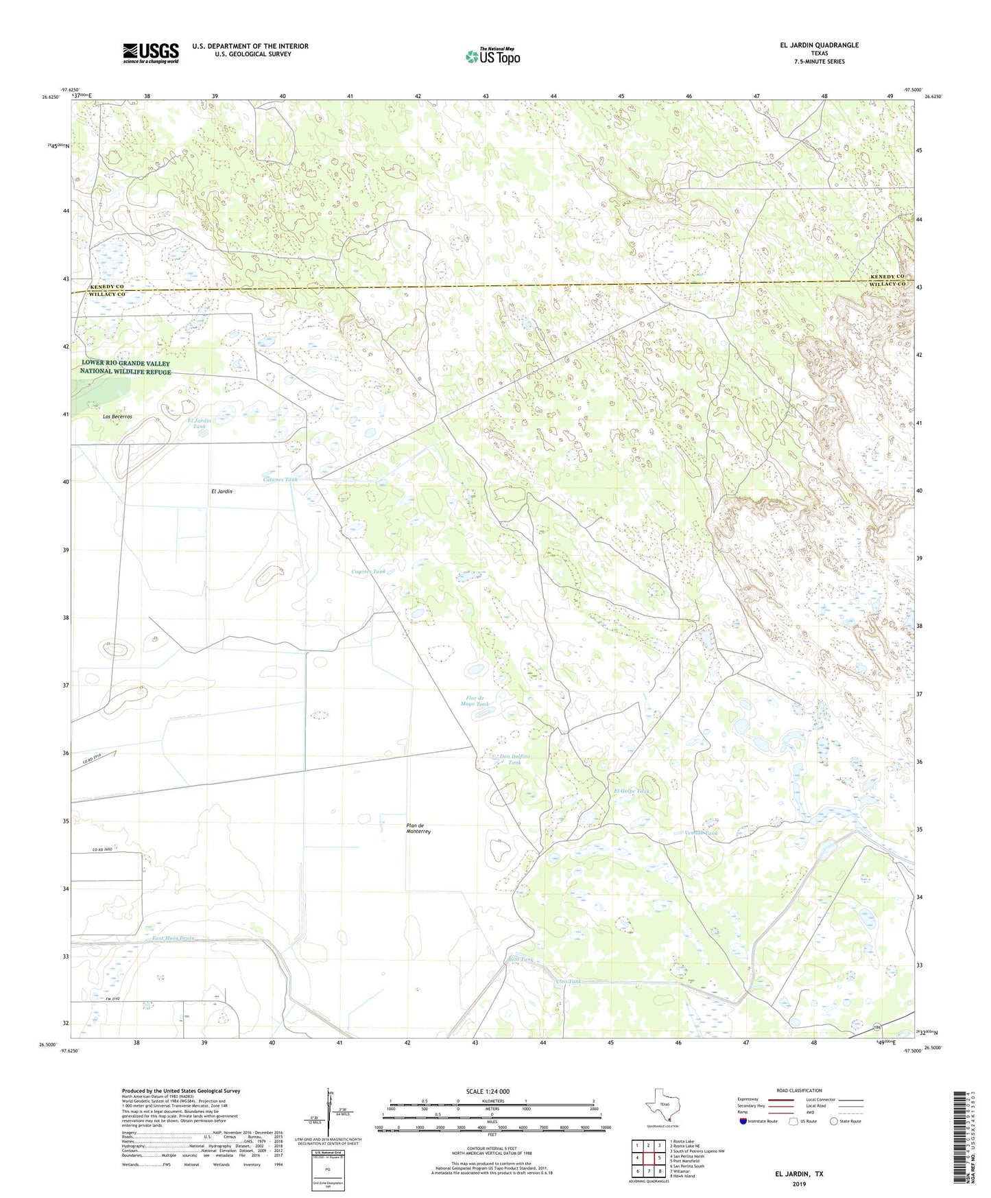 El Jardin Texas US Topo Map Image