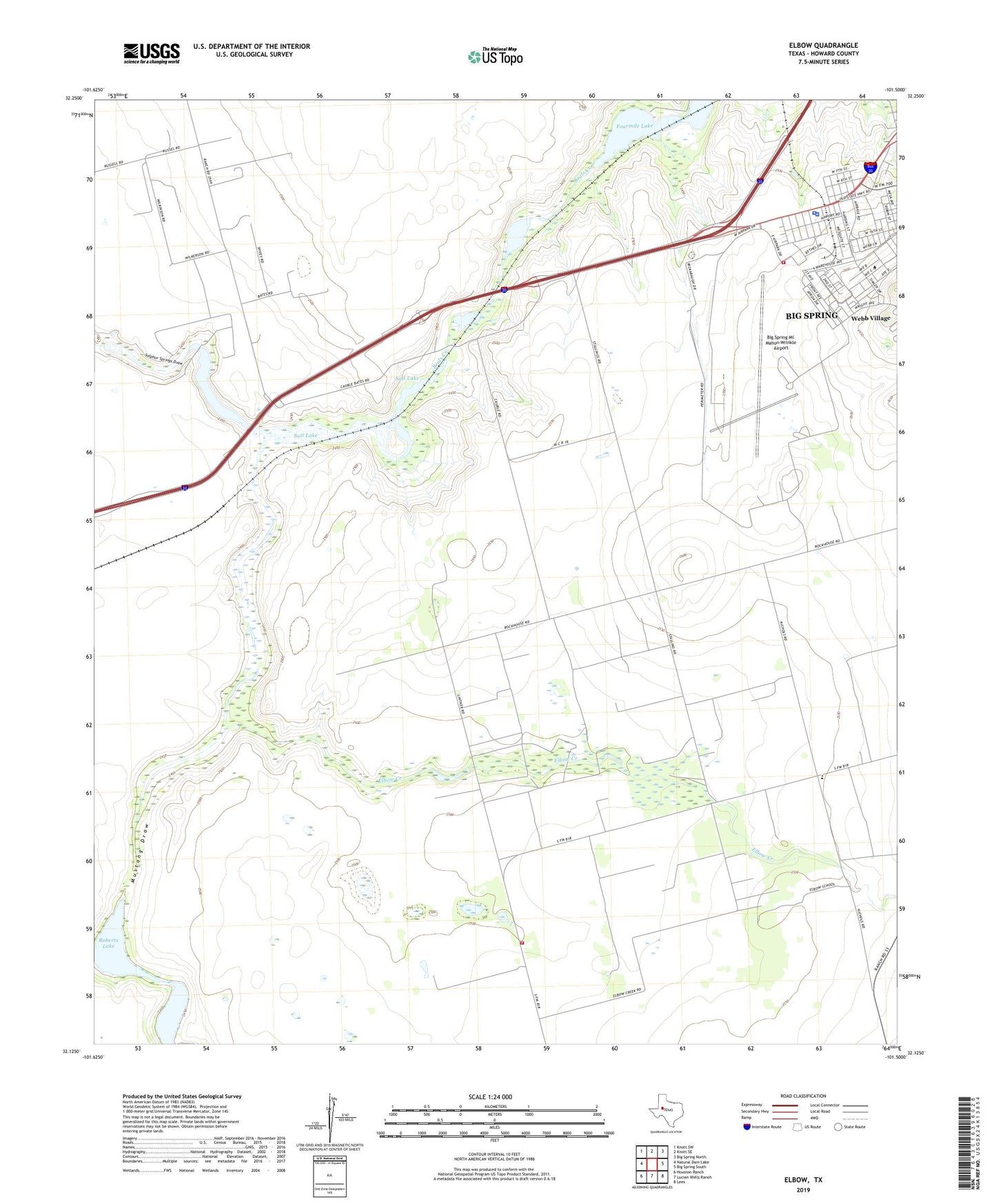 Elbow Texas US Topo Map Image