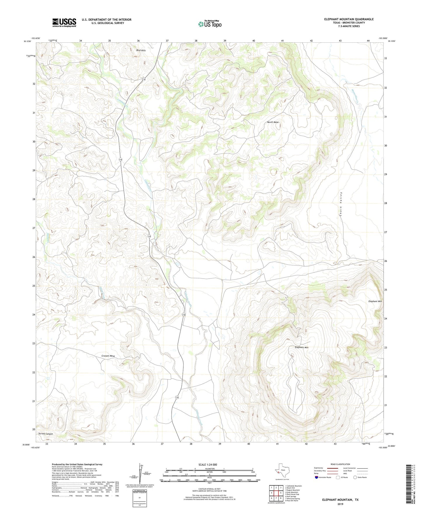 Elephant Mountain Texas US Topo Map Image