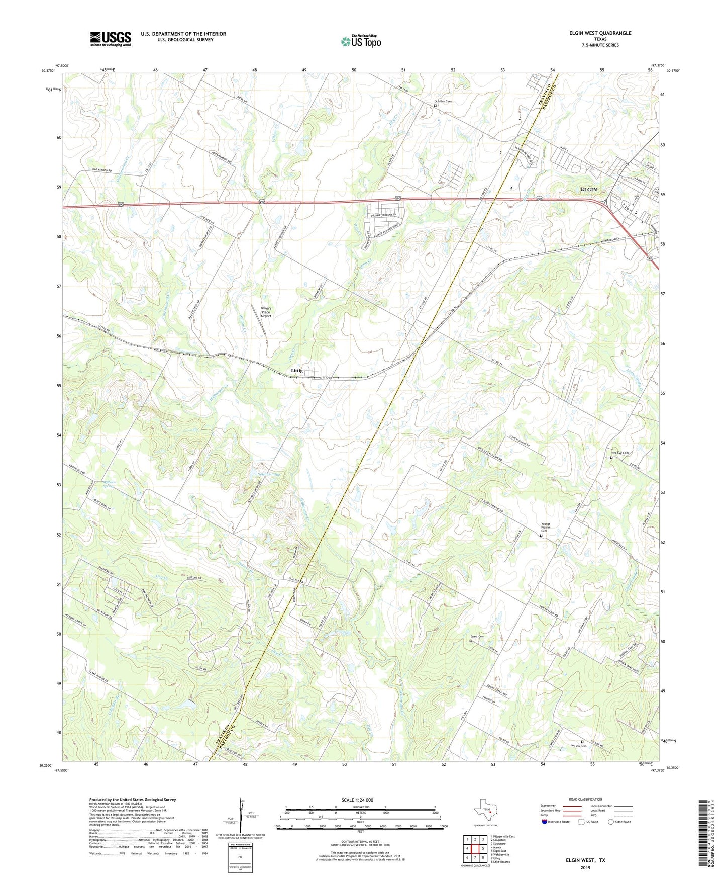 Elgin West Texas US Topo Map Image