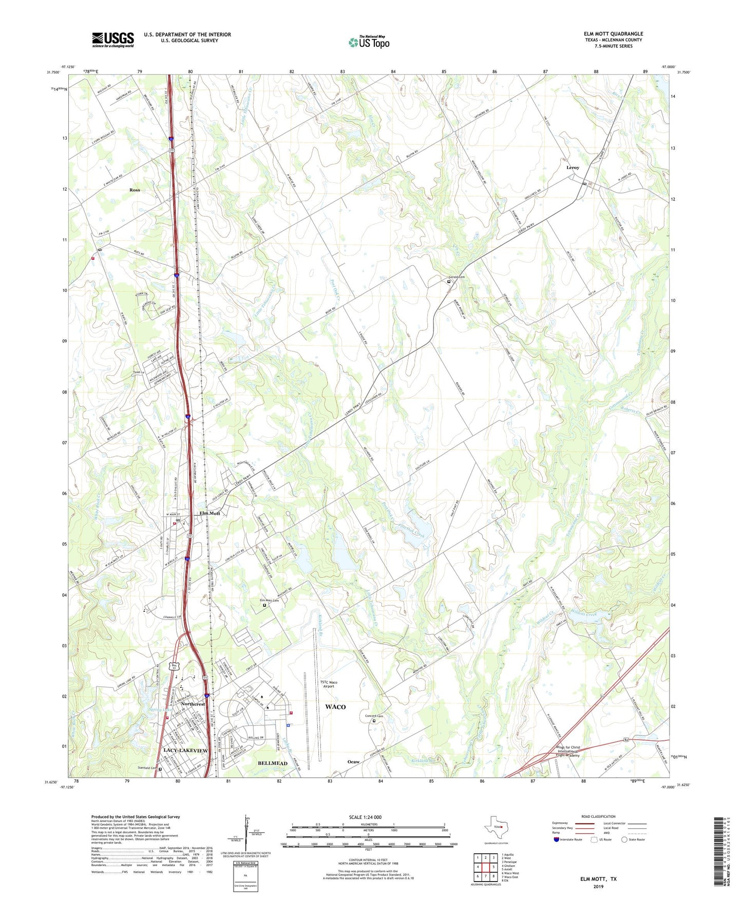 Elm Mott Texas US Topo Map Image