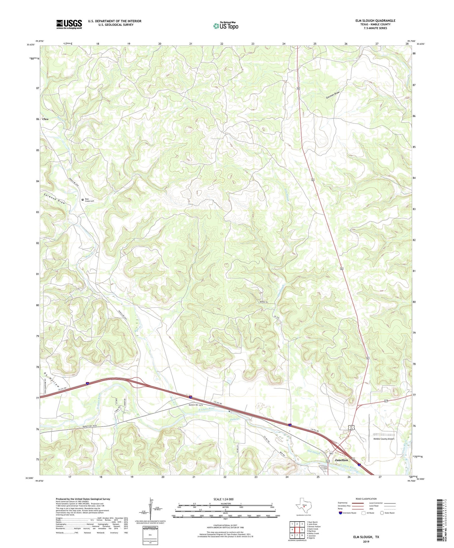 Elm Slough Texas US Topo Map Image