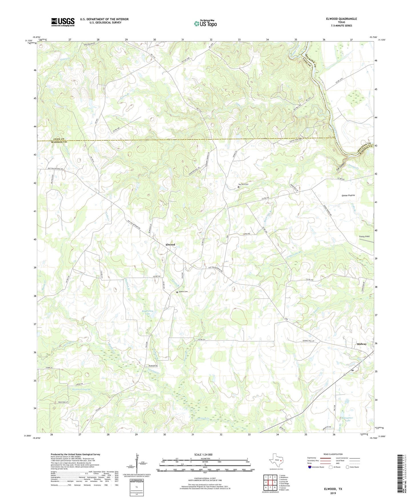 Elwood Texas US Topo Map Image