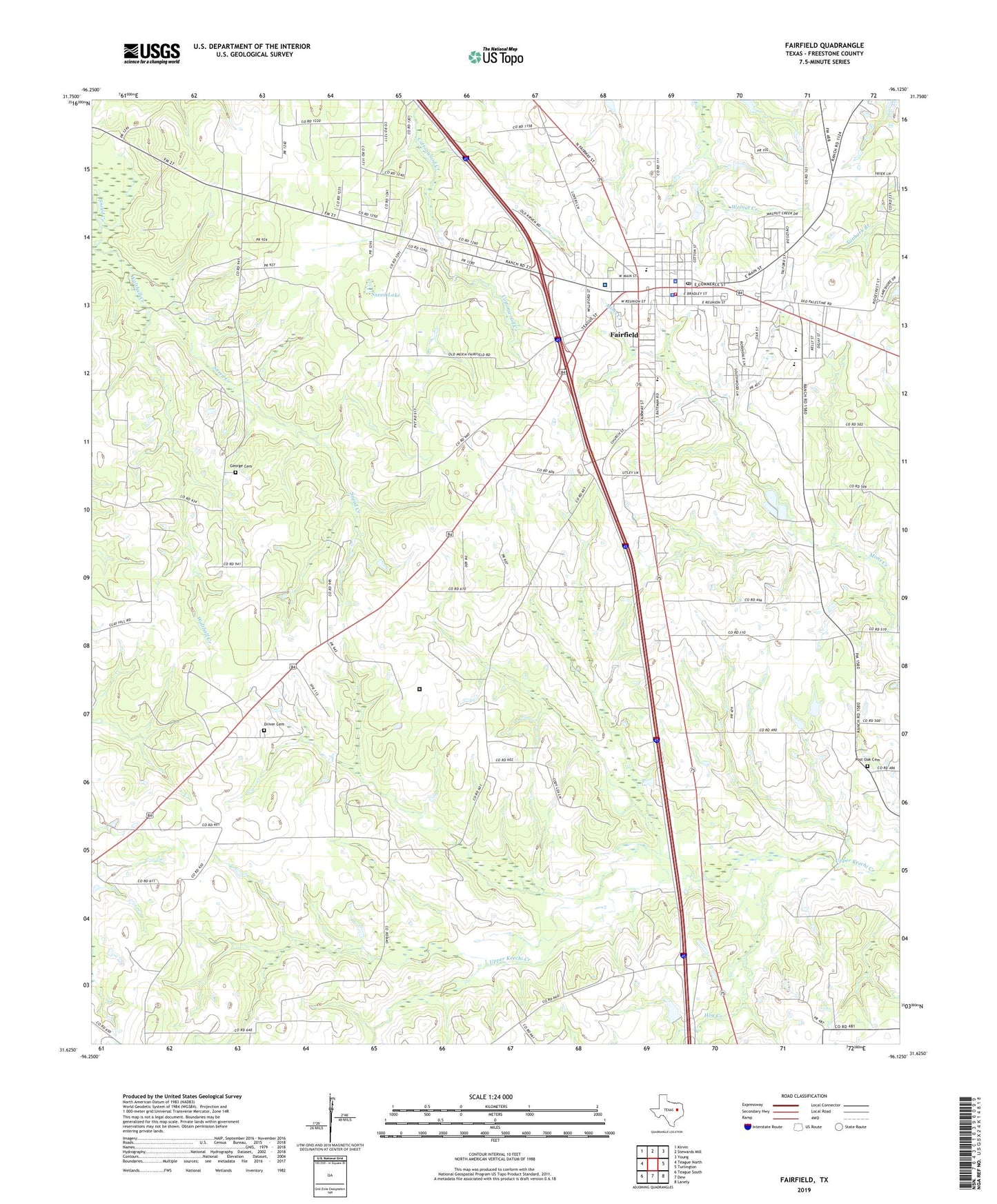 Fairfield Texas US Topo Map Image