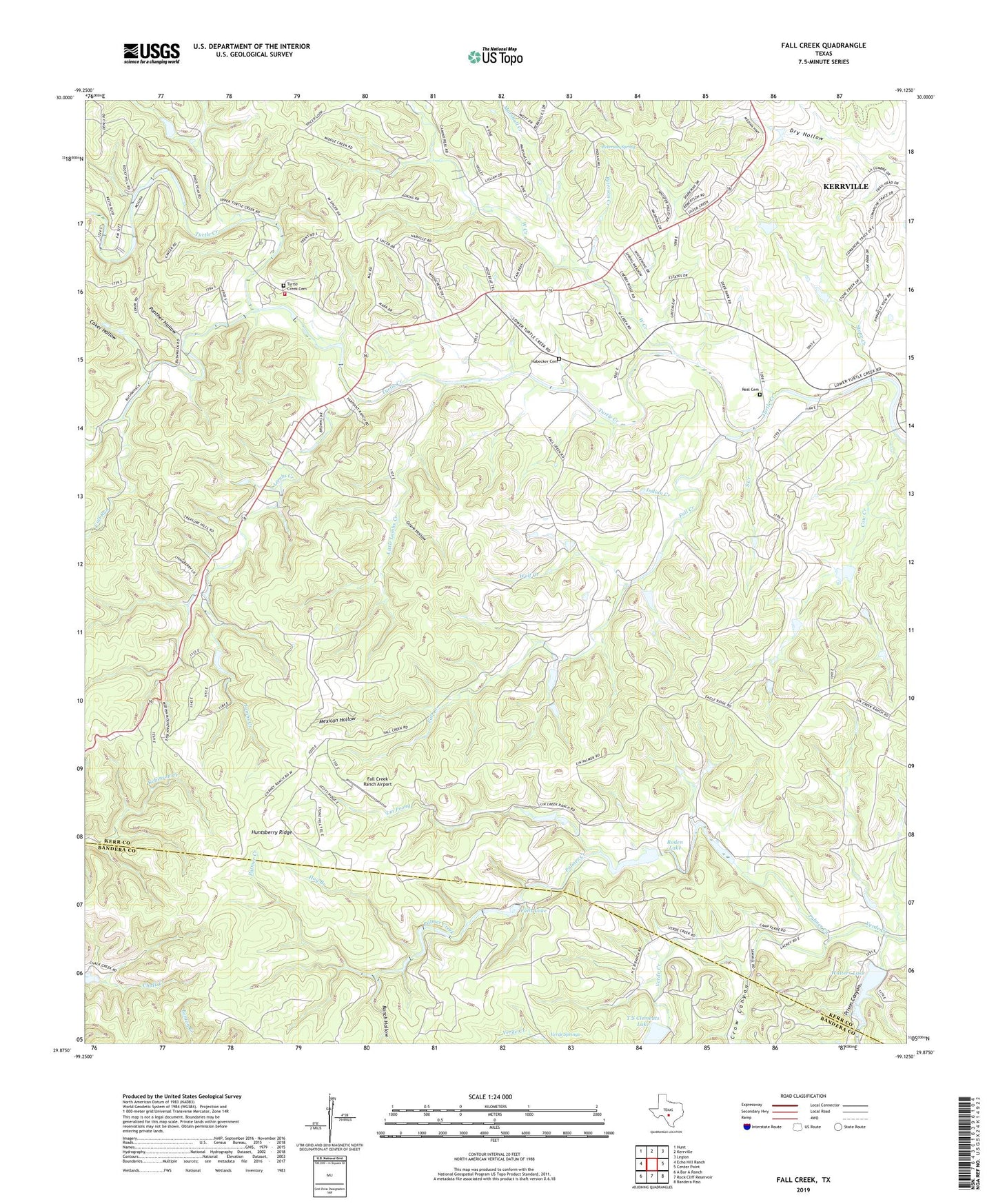 Fall Creek Texas US Topo Map Image