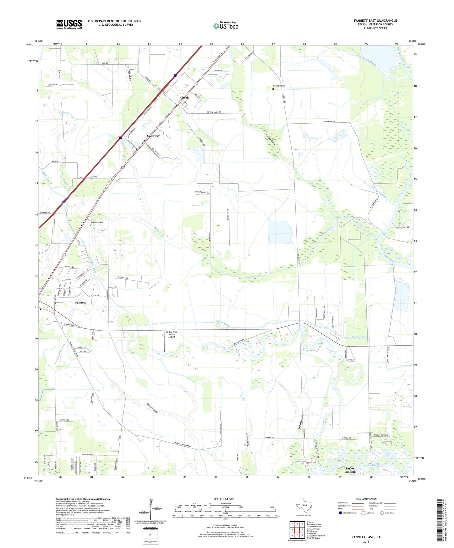 Fannett East Texas US Topo Map Image