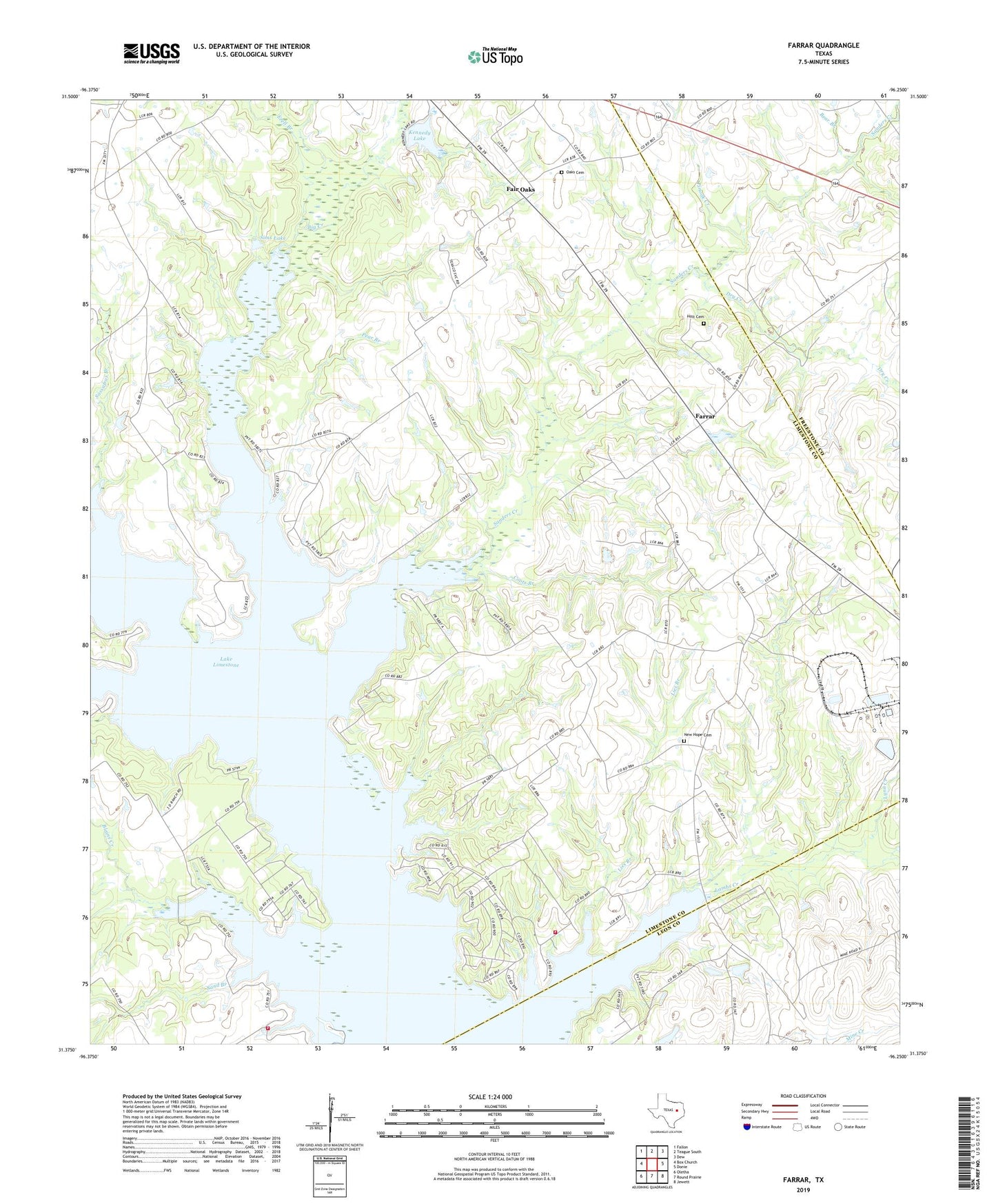 Farrar Texas US Topo Map Image