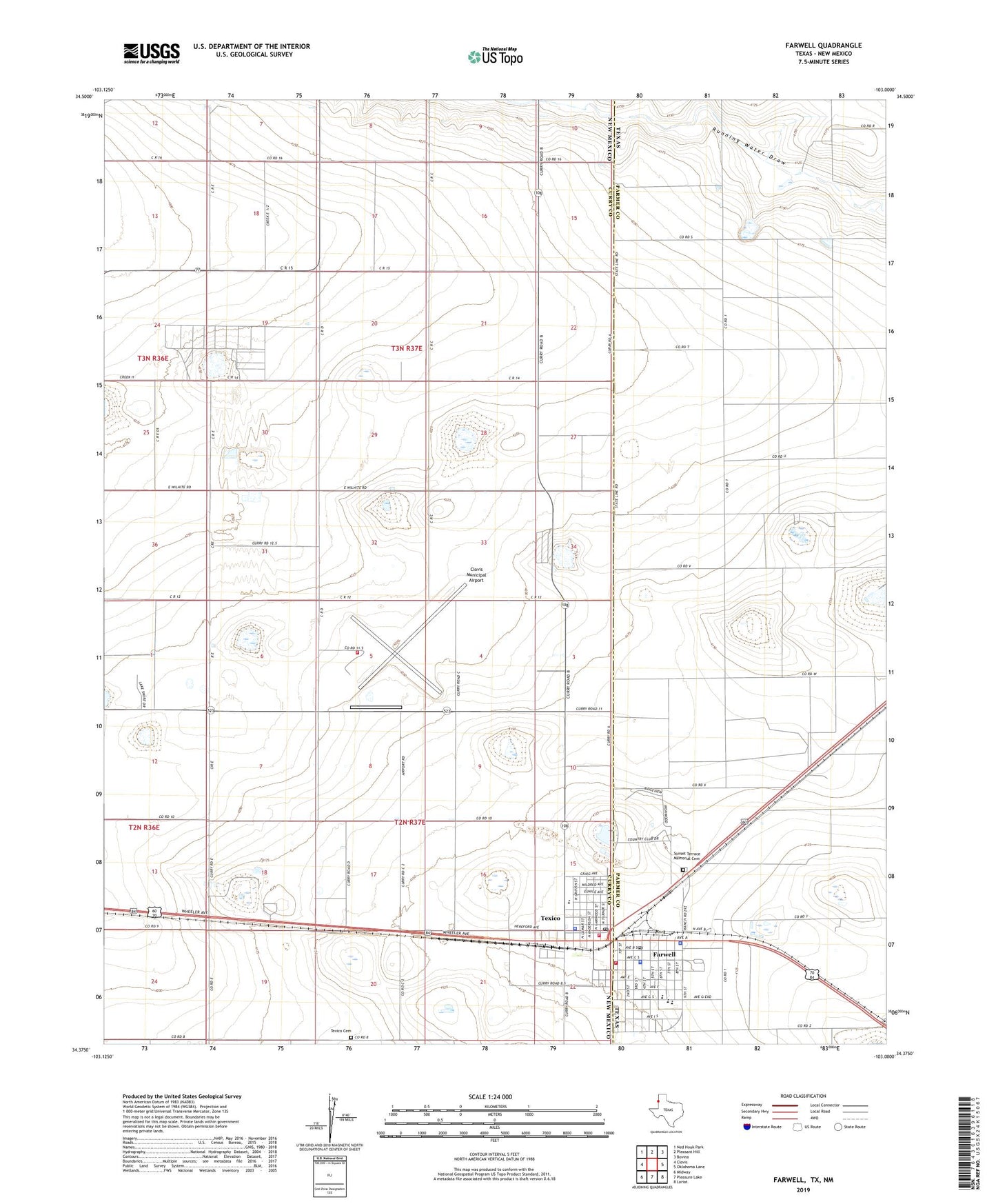 Farwell Texas US Topo Map Image