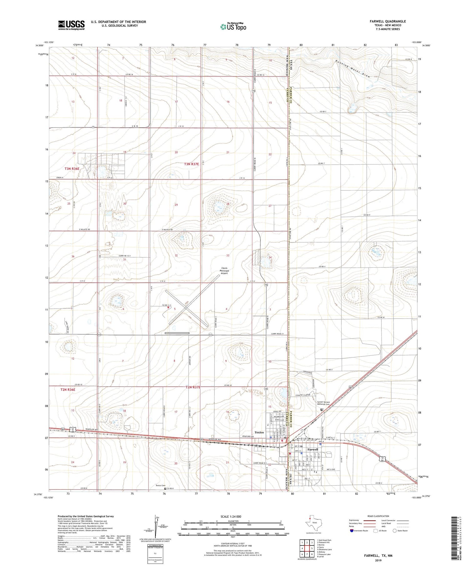 Farwell Texas US Topo Map Image