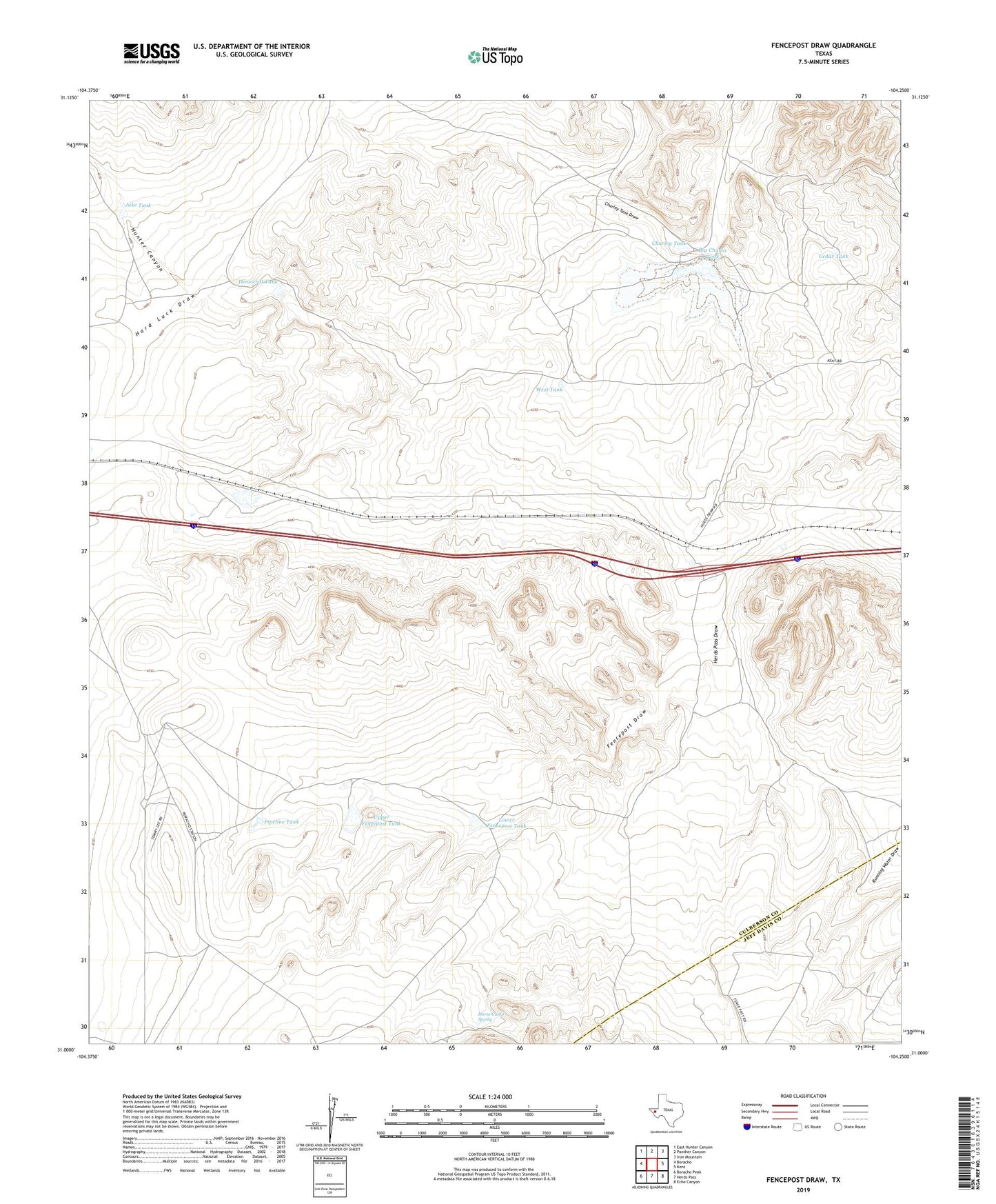 Fencepost Draw Texas US Topo Map Image
