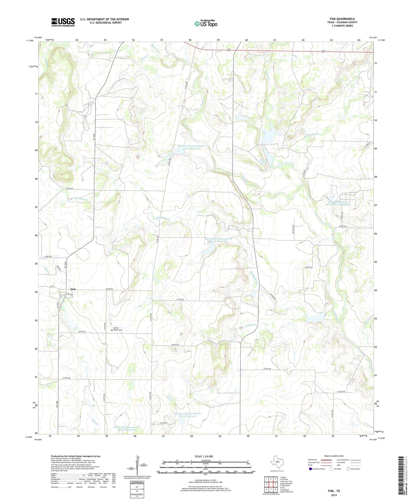 Fisk Texas US Topo Map Image
