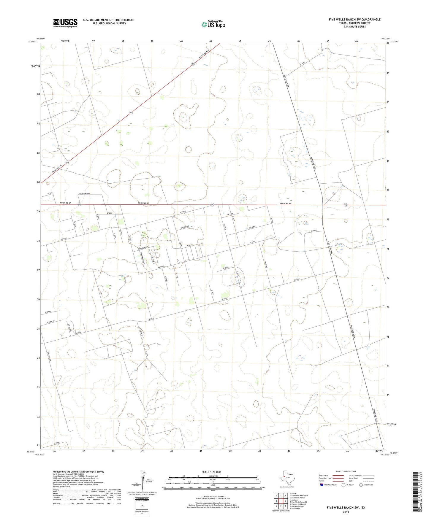 Five Wells Ranch SW Texas US Topo Map Image