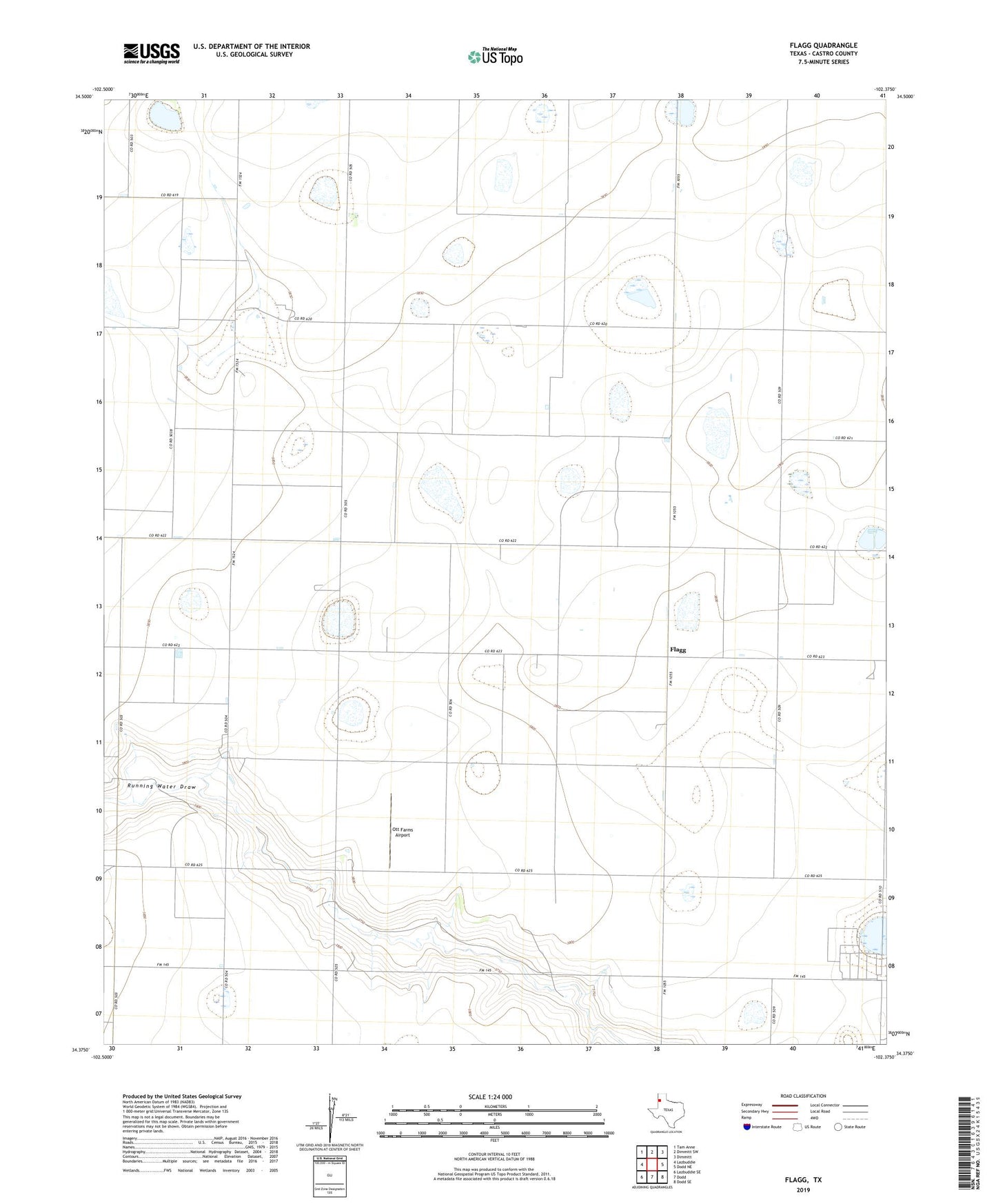 Flagg Texas US Topo Map Image