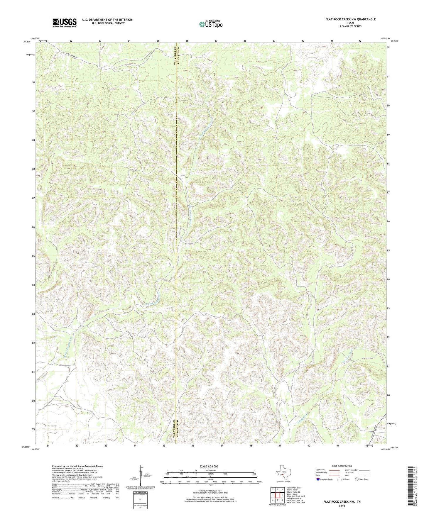 Flat Rock Creek NW Texas US Topo Map Image