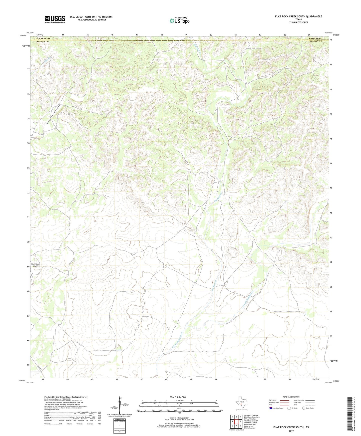 Flat Rock Creek South Texas US Topo Map Image