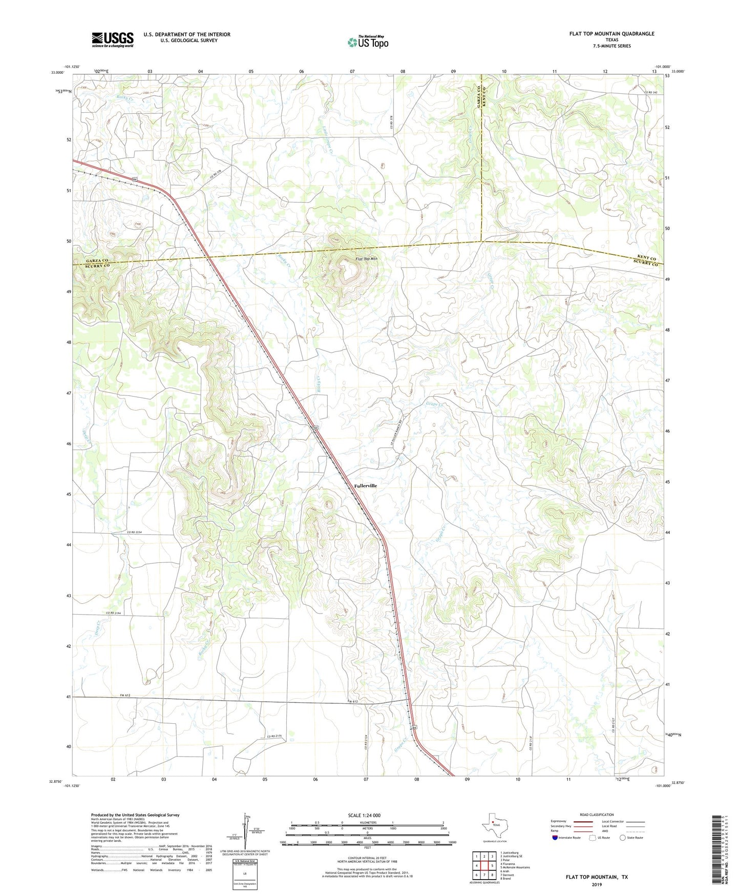 Flat Top Mountain Texas US Topo Map Image