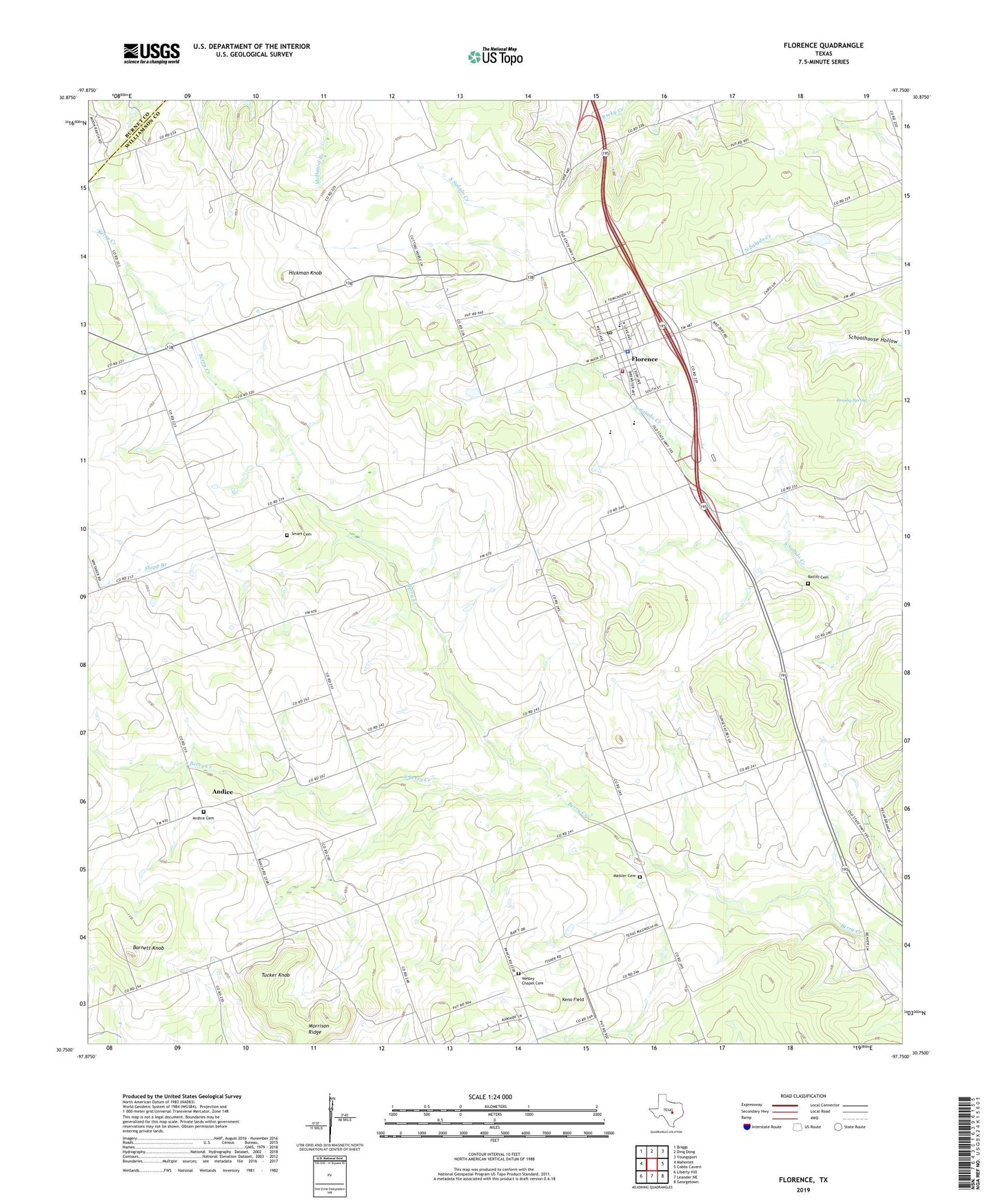 Florence Texas US Topo Map Image