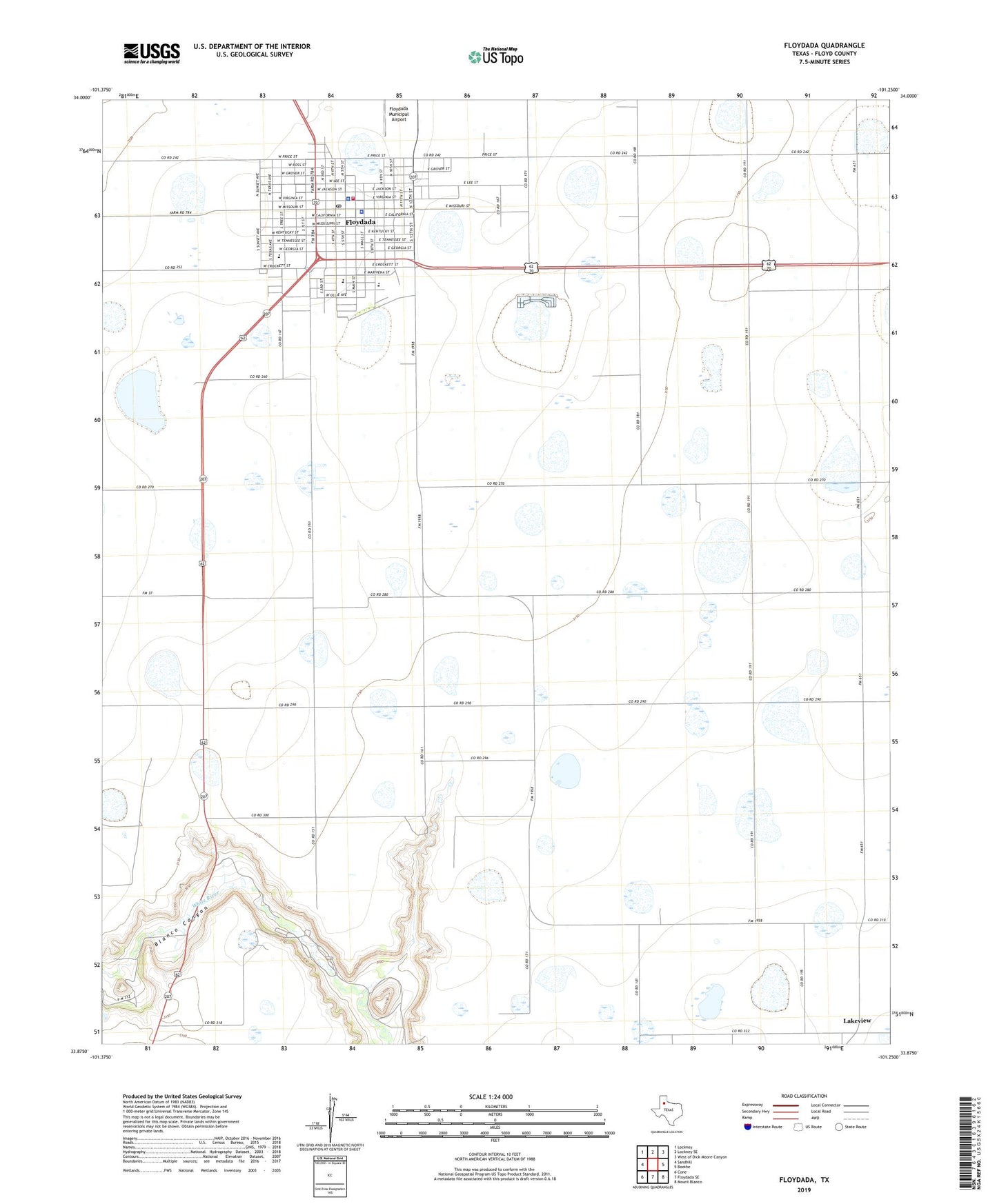 Floydada Texas US Topo Map Image