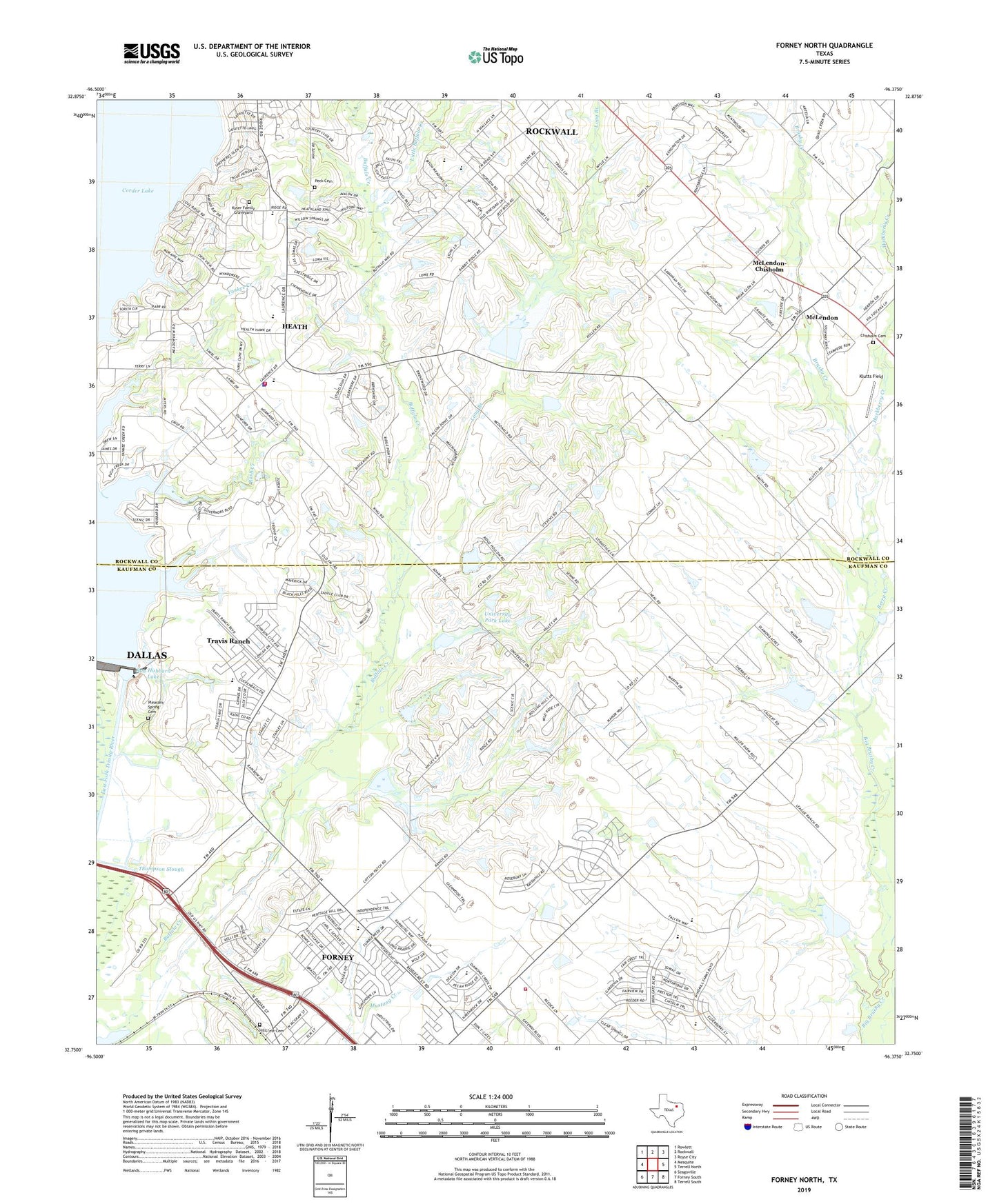 Forney North Texas US Topo Map Image