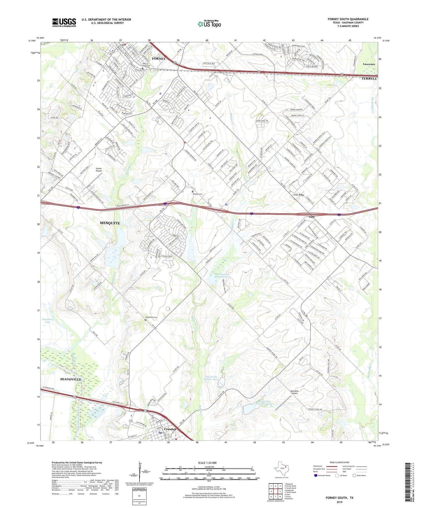 Forney South Texas US Topo Map Image