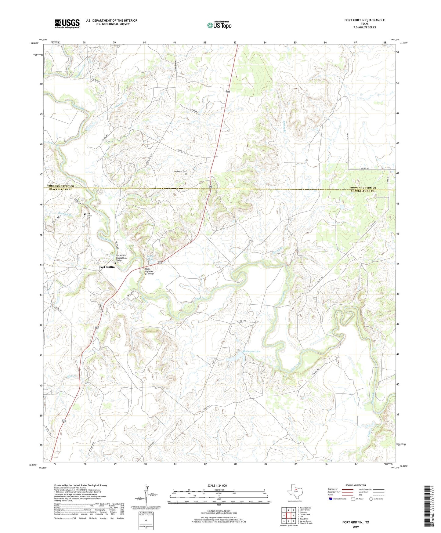 Fort Griffin Texas US Topo Map Image