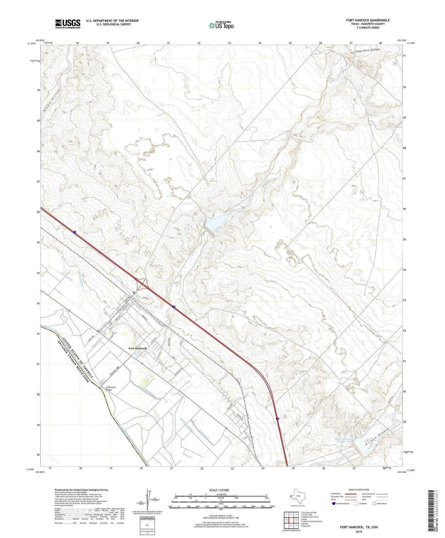 Fort Hancock Texas US Topo Map Image