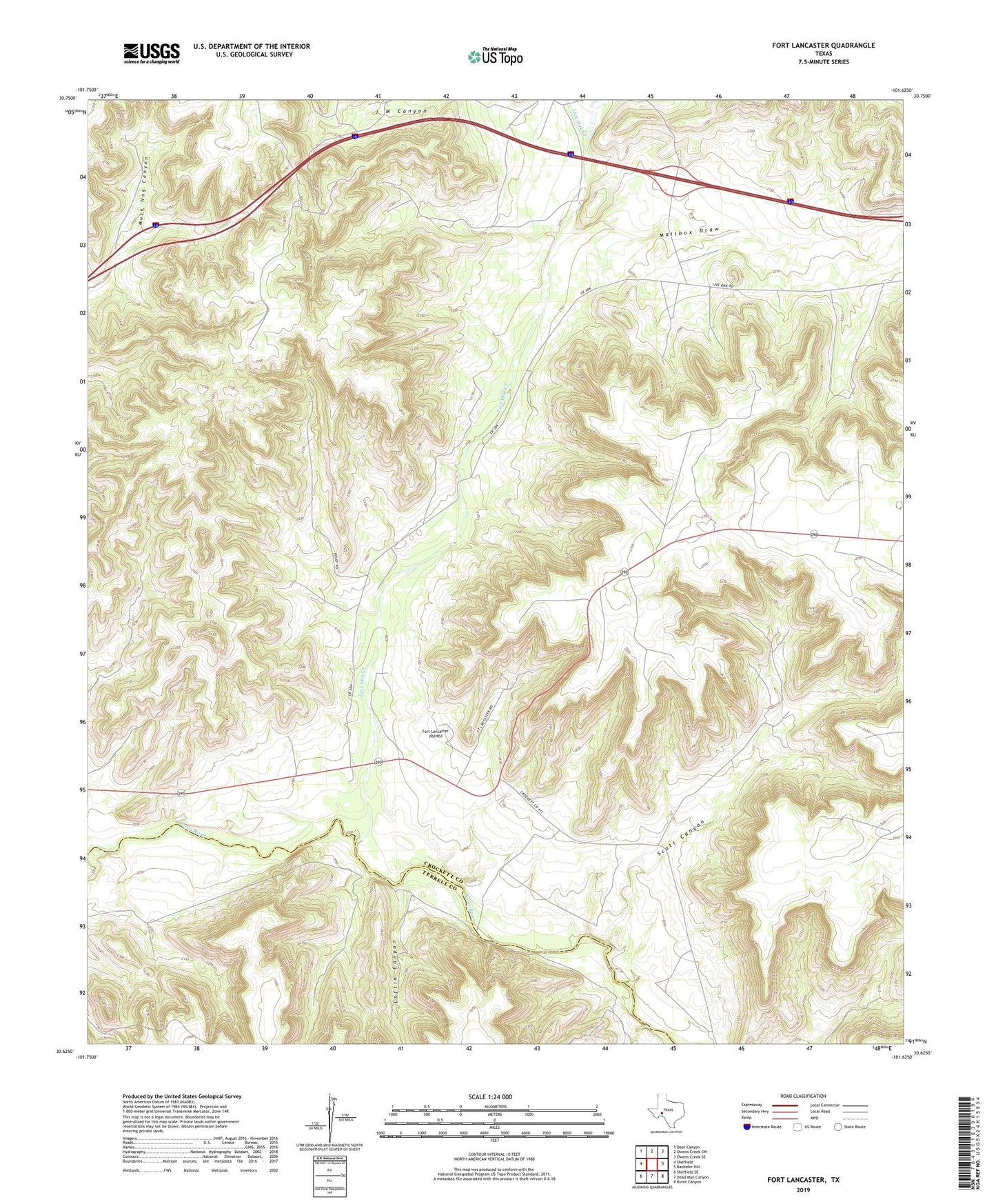 Fort Lancaster Texas US Topo Map Image