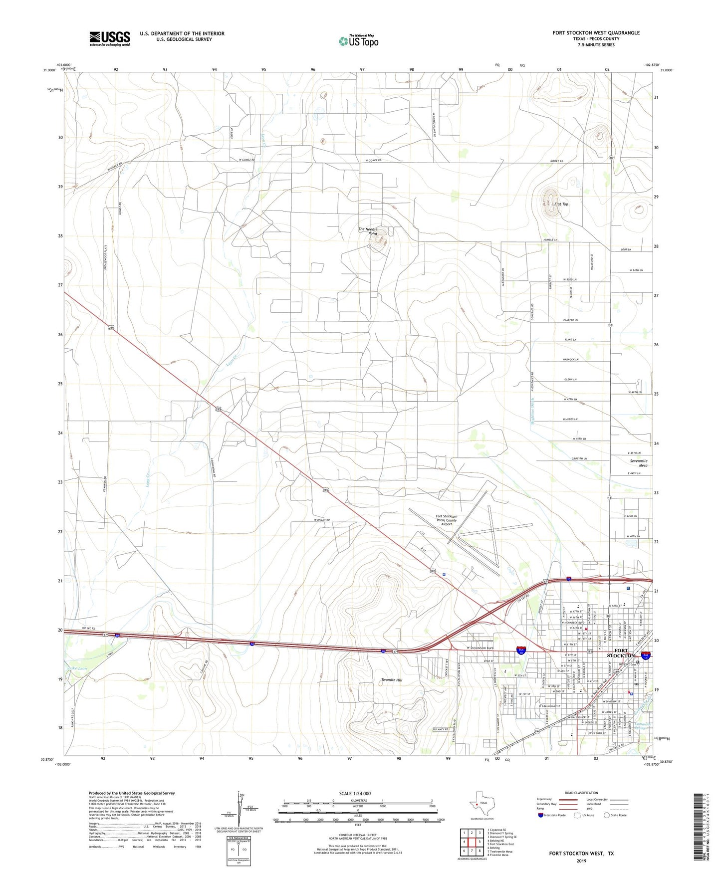 Fort Stockton West Texas US Topo Map Image