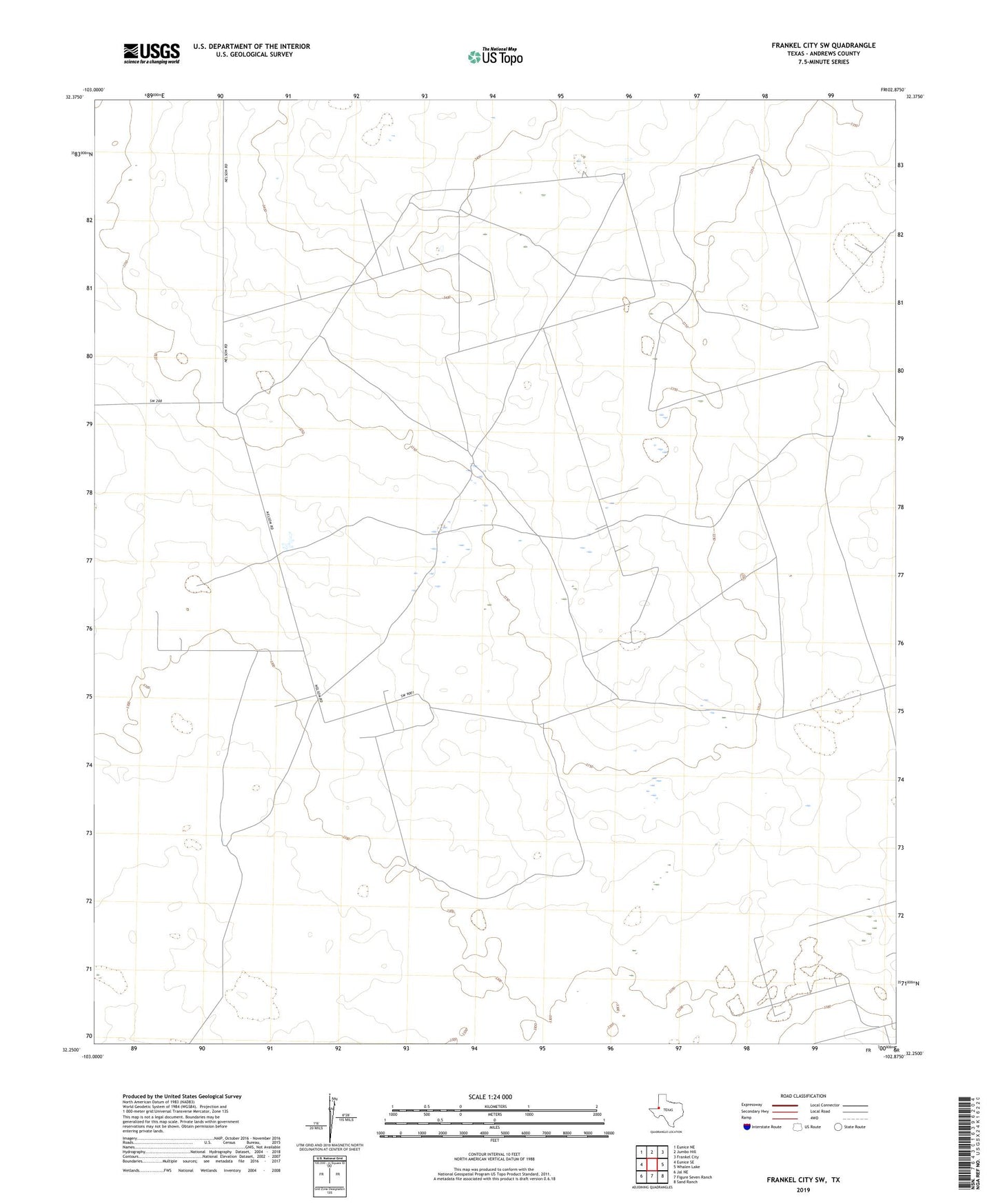 Frankel City SW Texas US Topo Map Image
