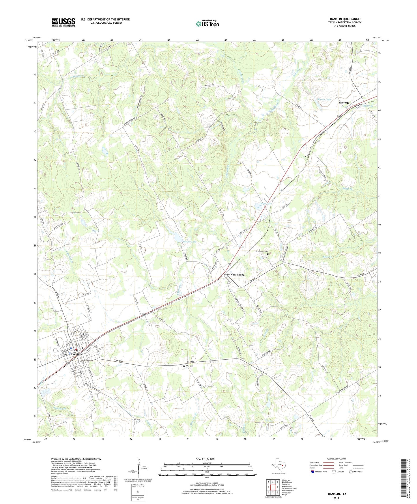 Franklin Texas US Topo Map Image