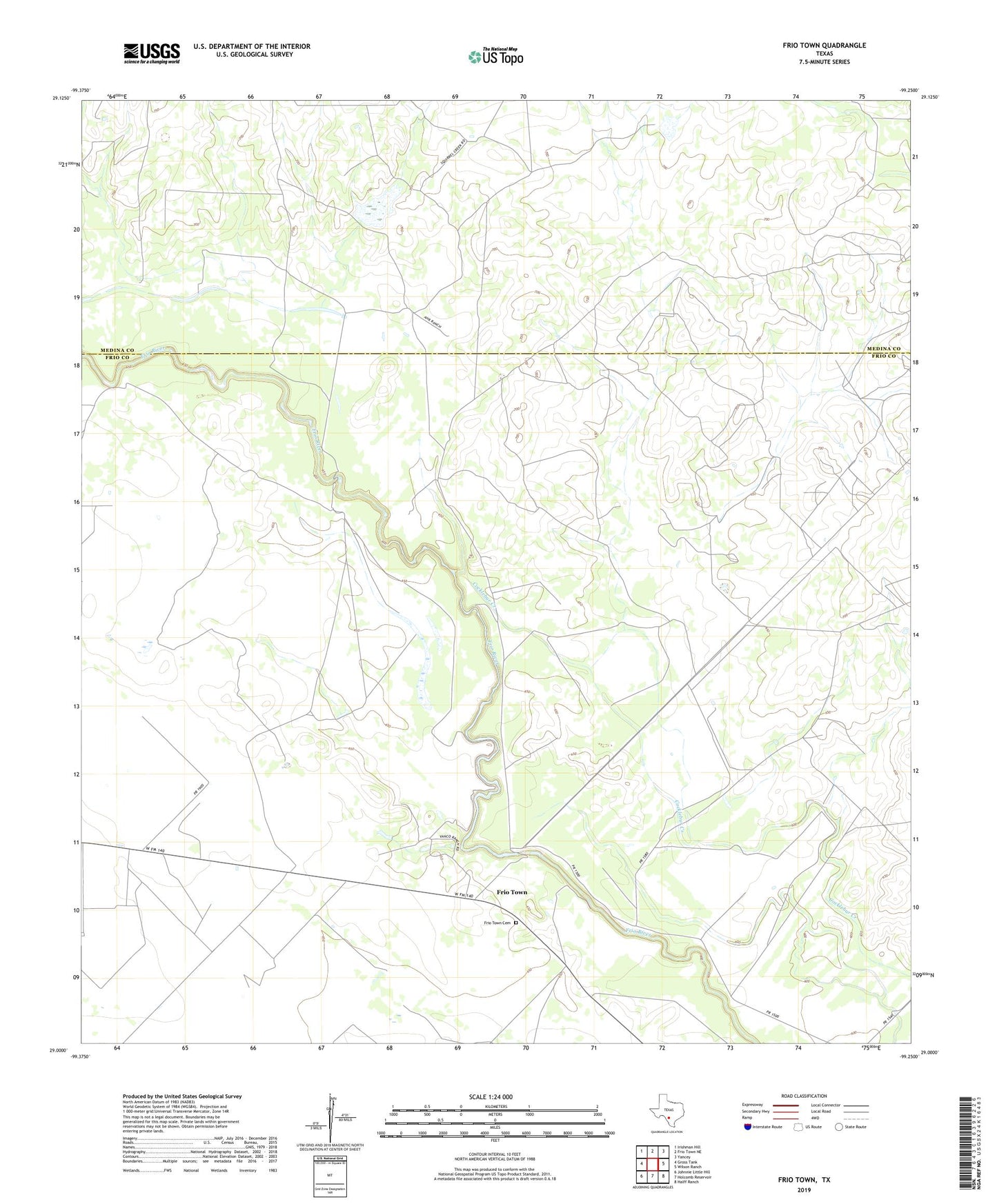 Frio Town Texas US Topo Map Image