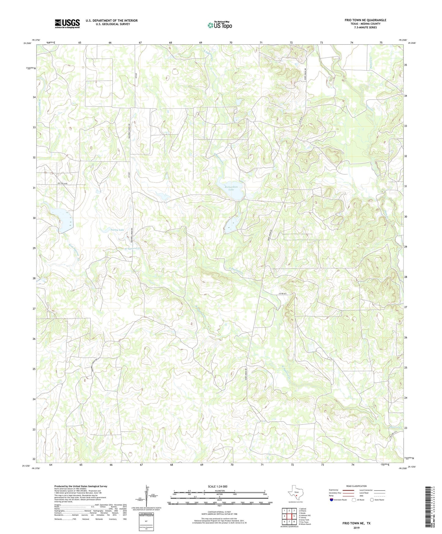 Frio Town NE Texas US Topo Map Image