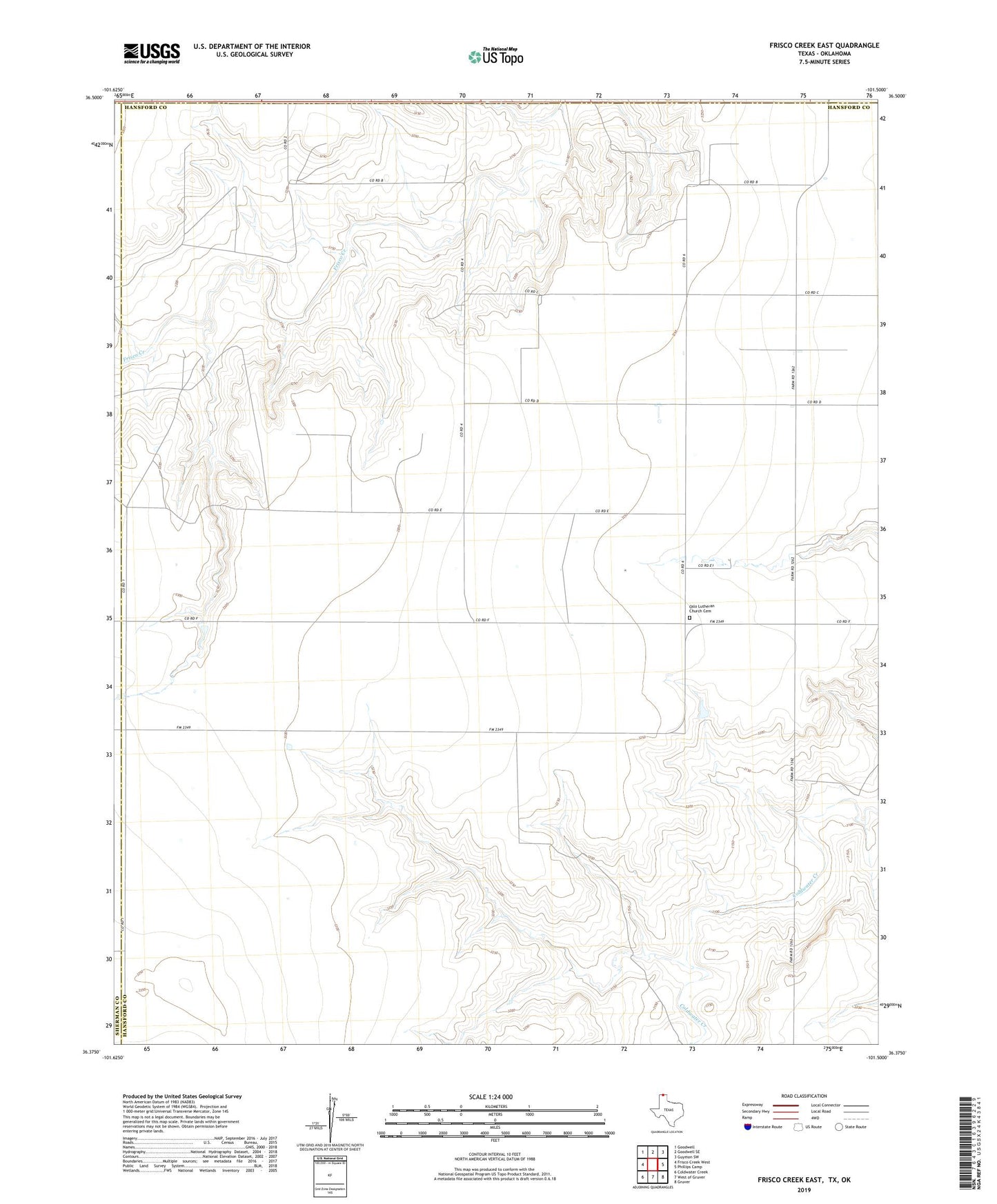 Frisco Creek East Texas US Topo Map Image