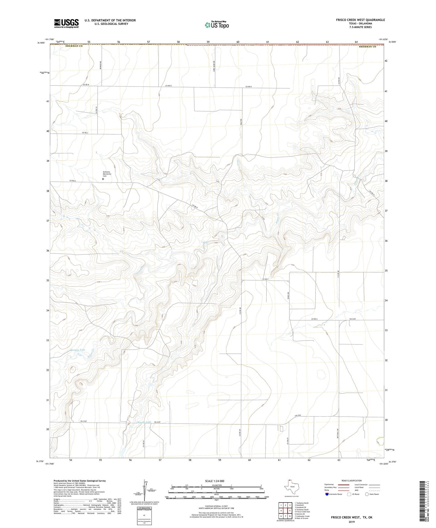 Frisco Creek West Texas US Topo Map Image