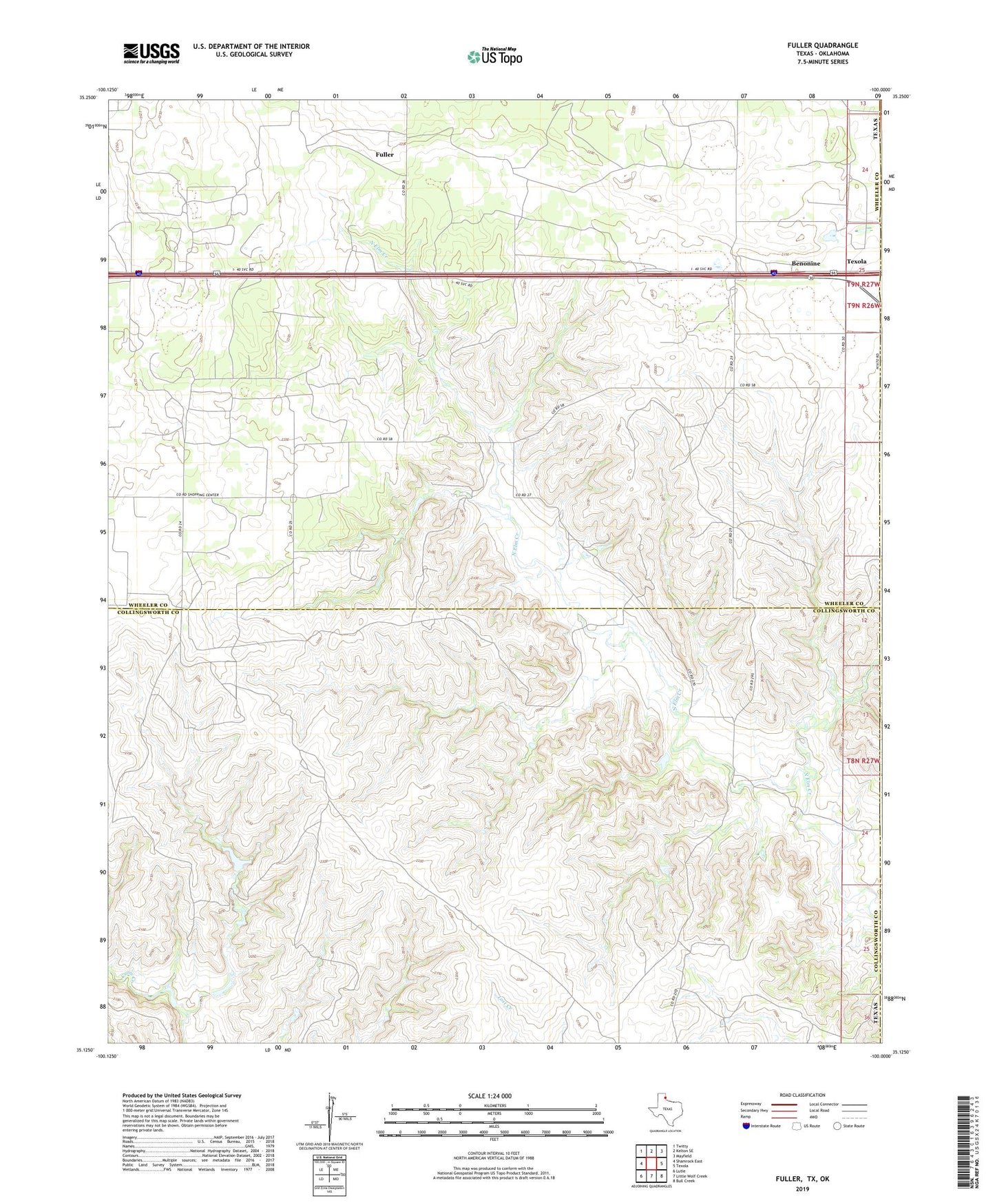 Fuller Texas US Topo Map Image