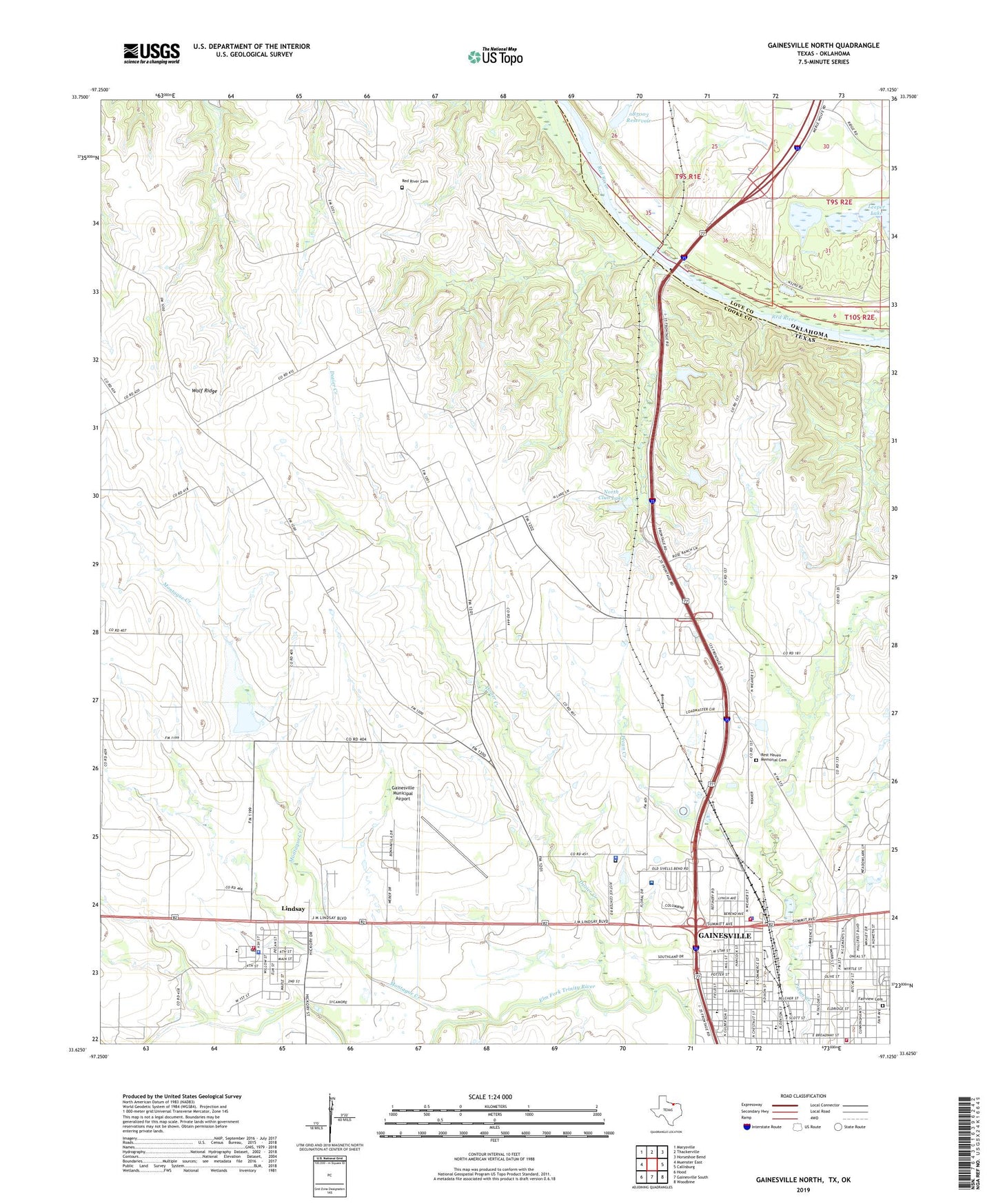 Gainesville North Texas US Topo Map Image