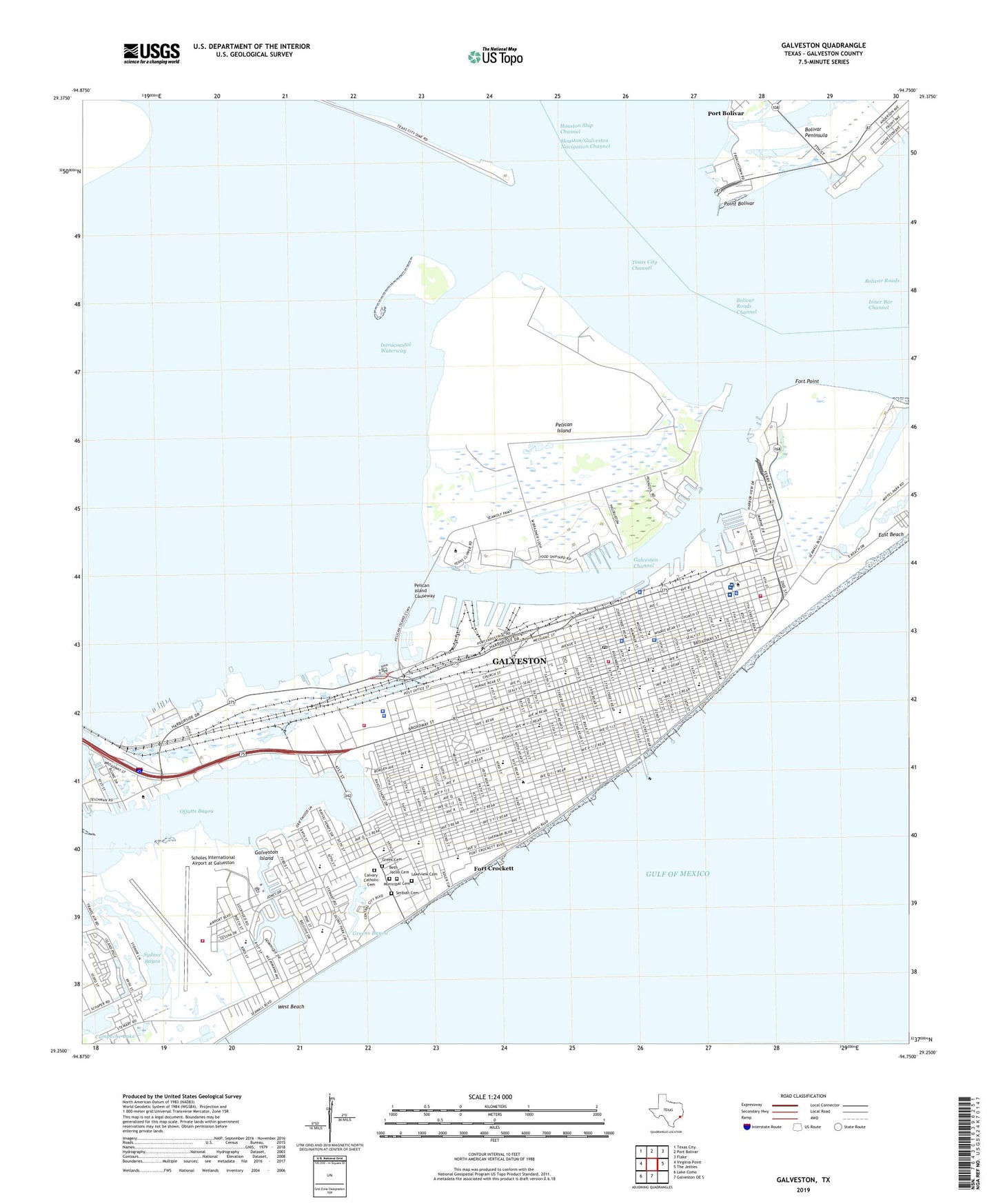 Galveston Texas US Topo Map Image