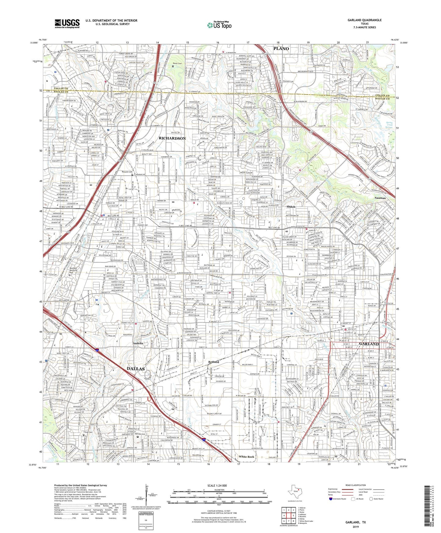 Garland Texas US Topo Map Image