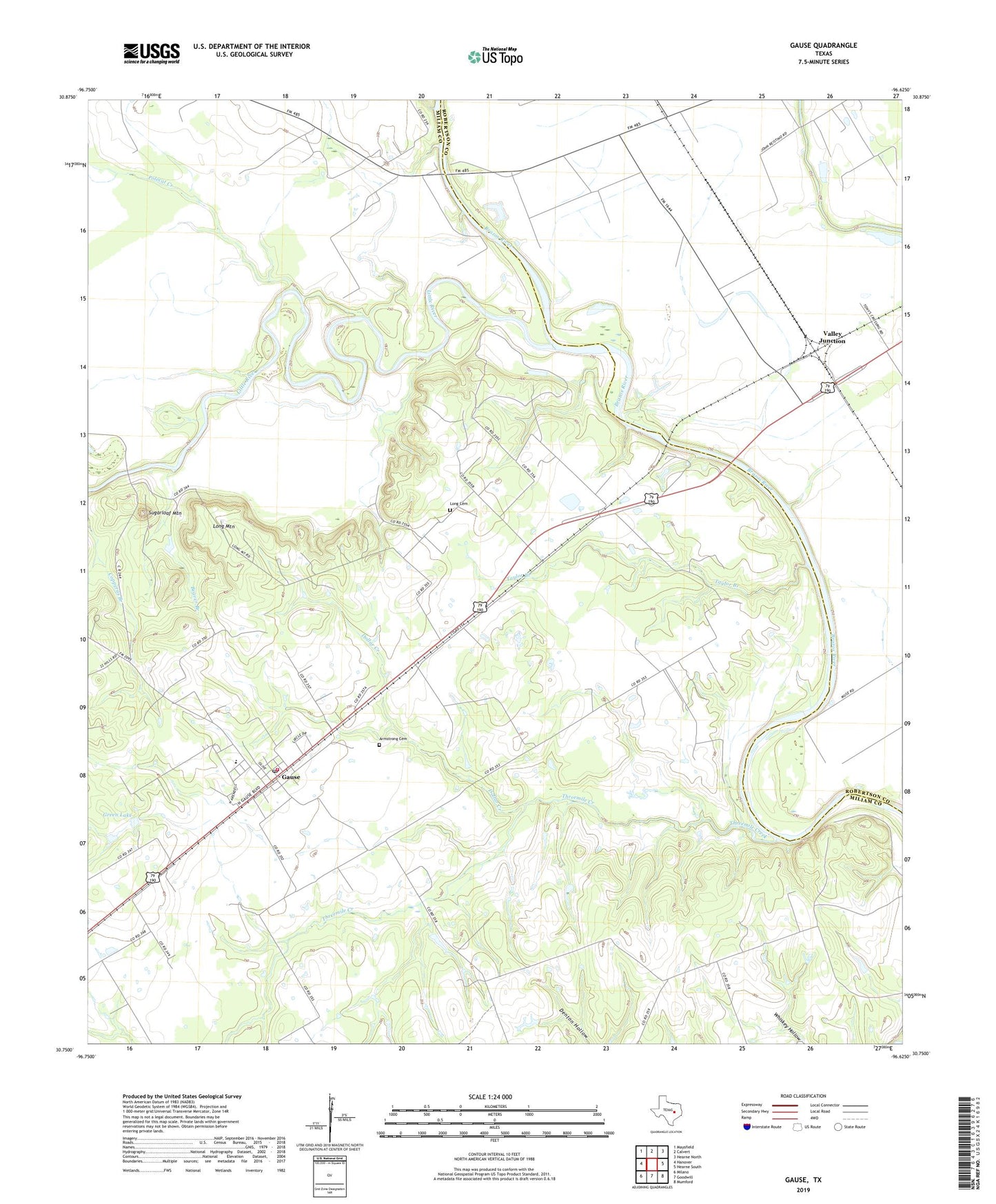 Gause Texas US Topo Map Image