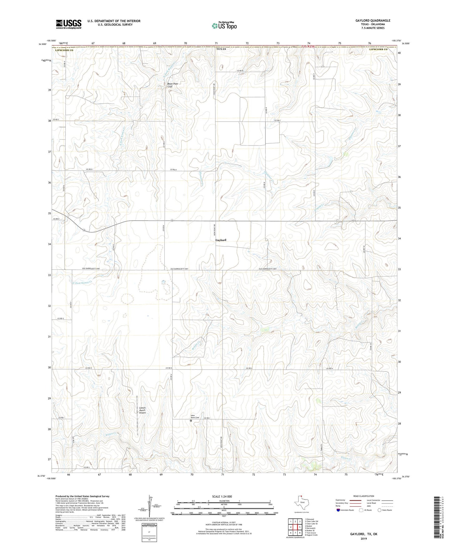 Gaylord Texas US Topo Map Image