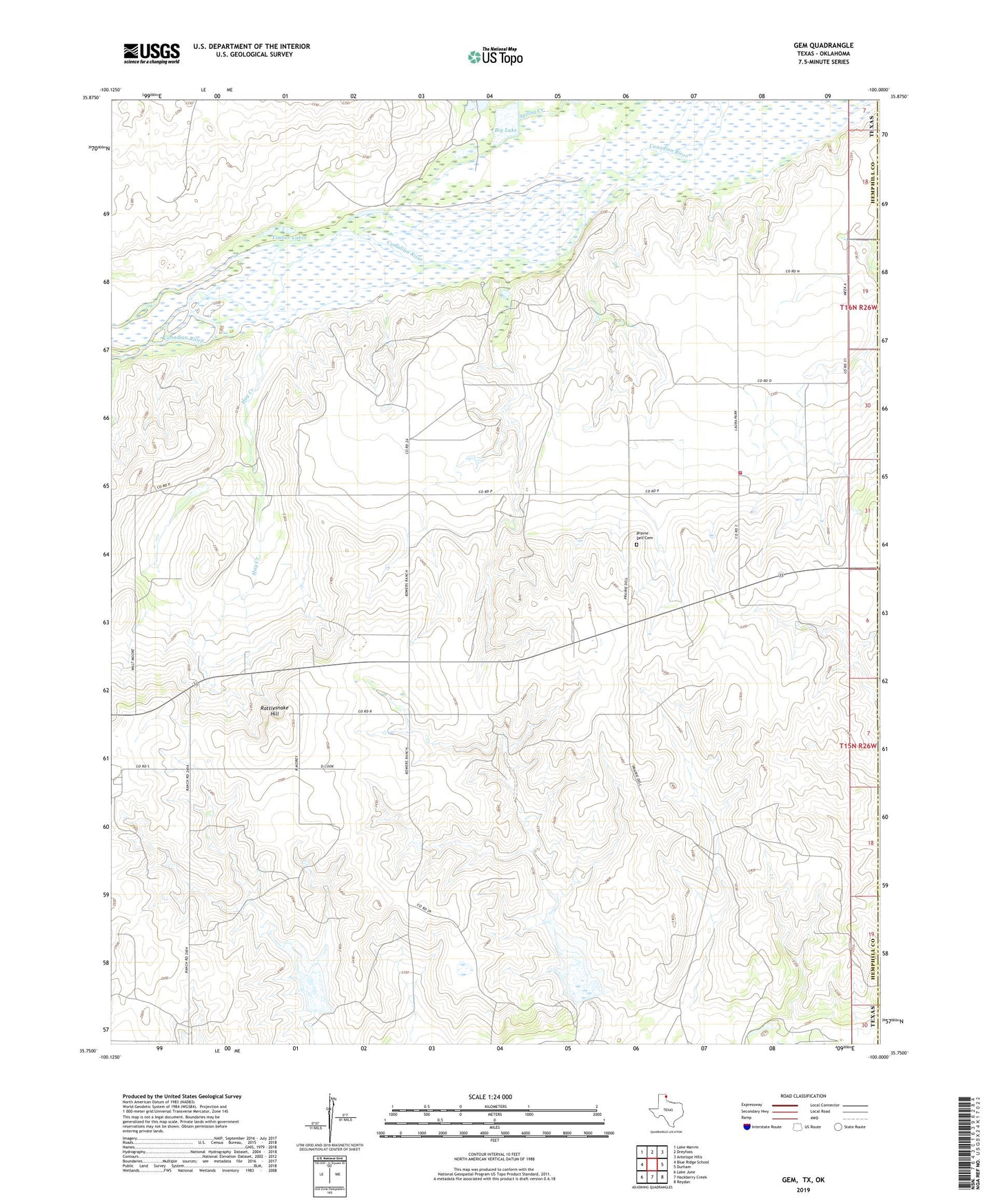 Gem Texas US Topo Map Image