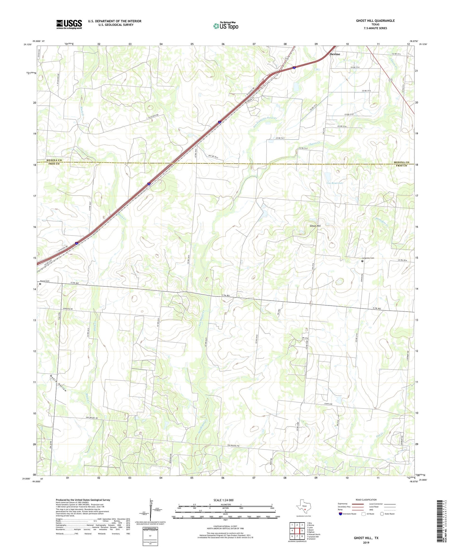 Ghost Hill Texas US Topo Map Image