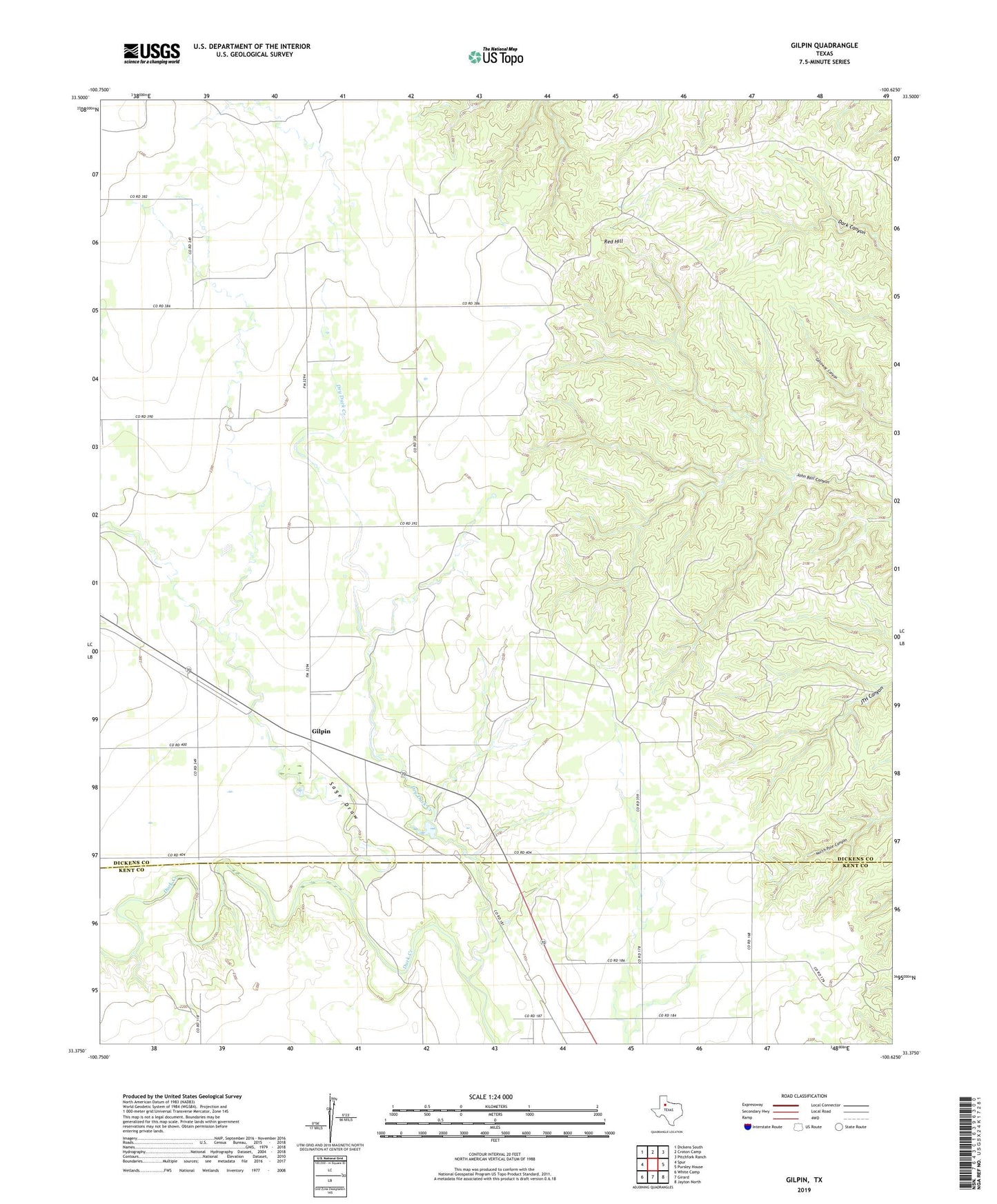 Gilpin Texas US Topo Map Image