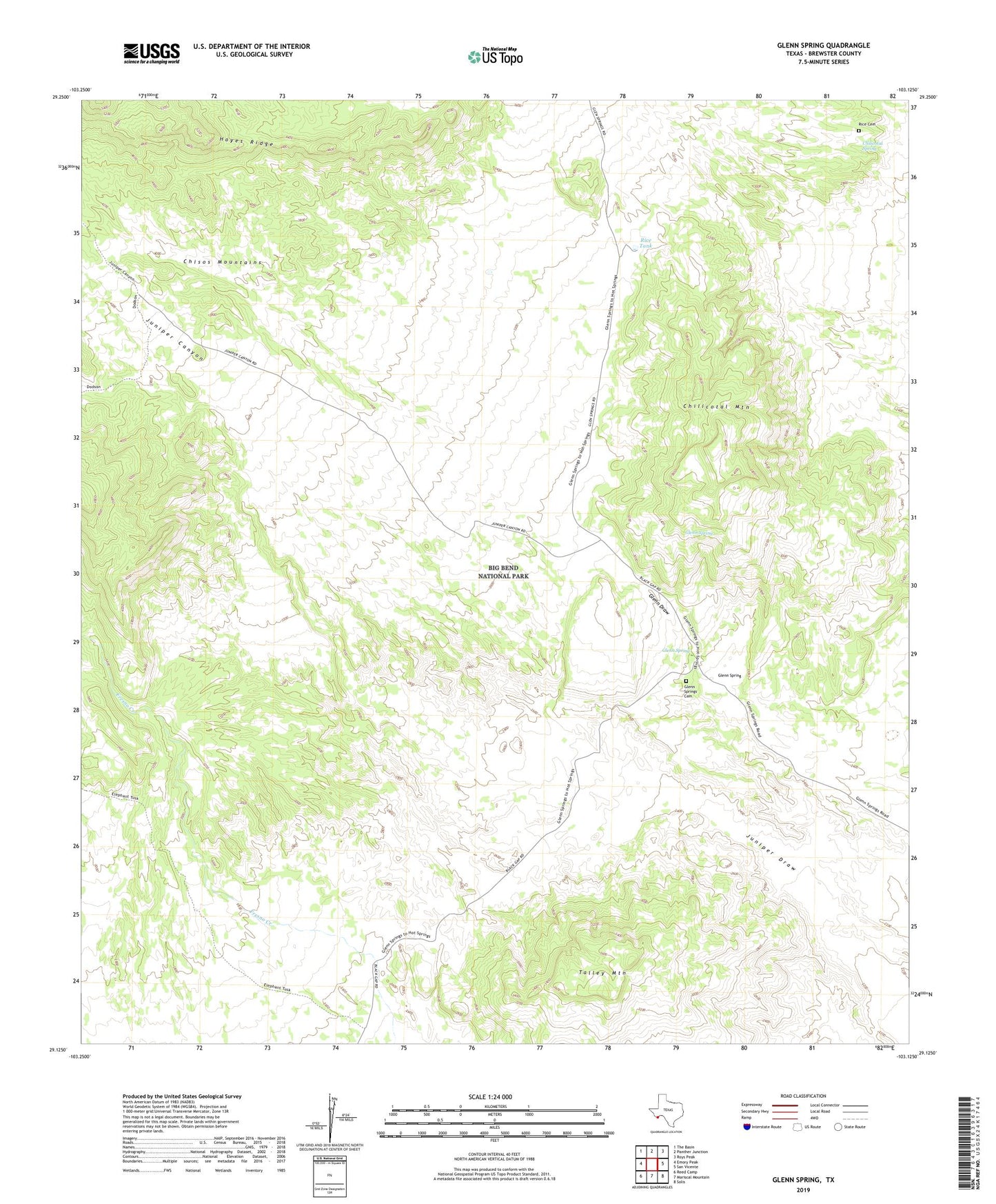 Glenn Spring Texas US Topo Map Image
