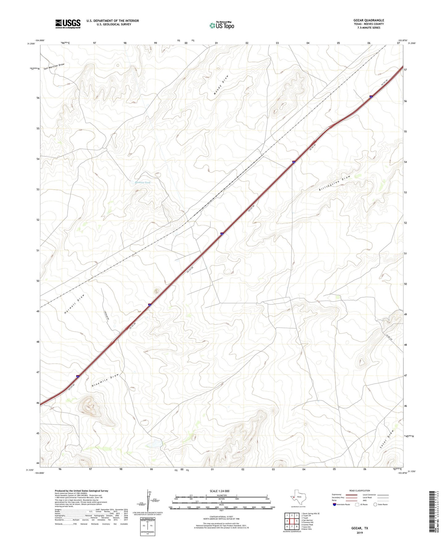 Gozar Texas US Topo Map Image
