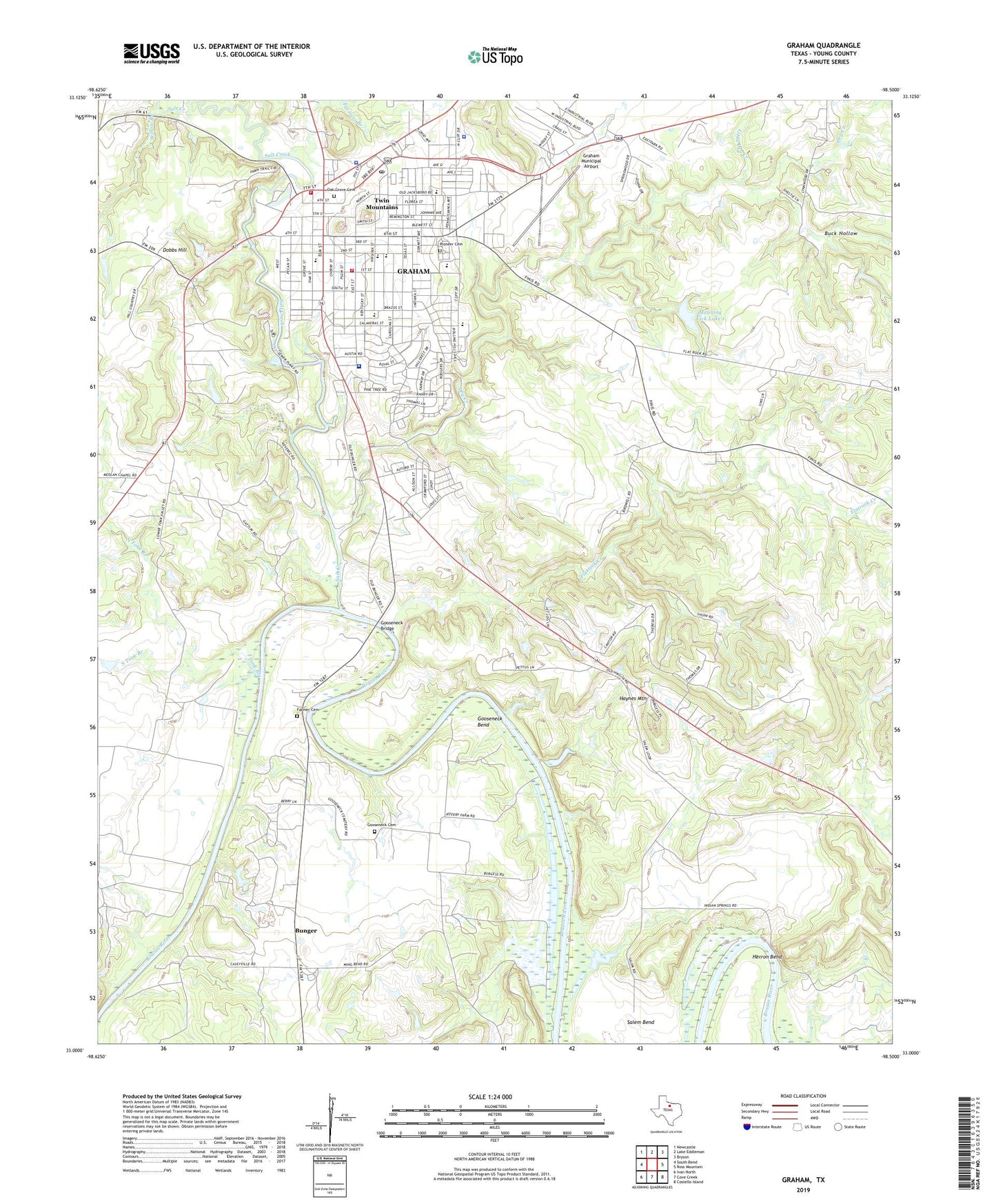 Graham Texas US Topo Map Image