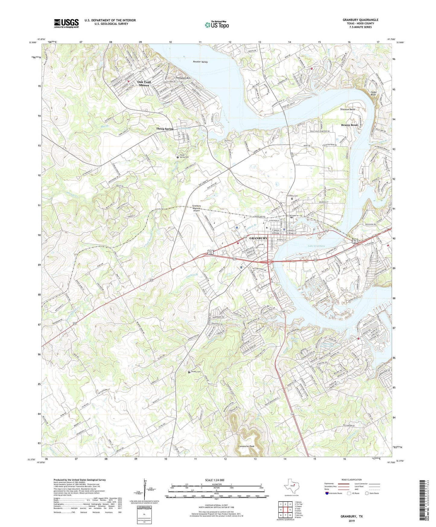 Granbury Texas US Topo Map Image