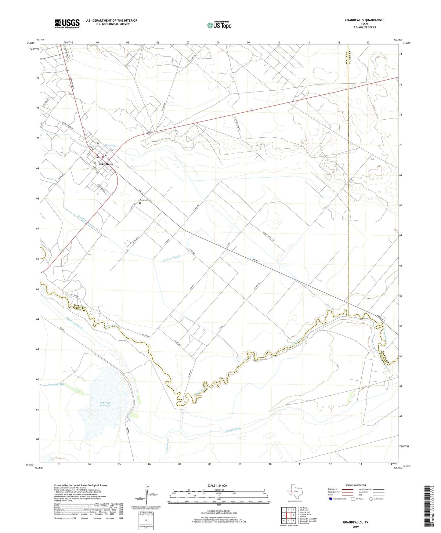 Grandfalls Texas US Topo Map Image