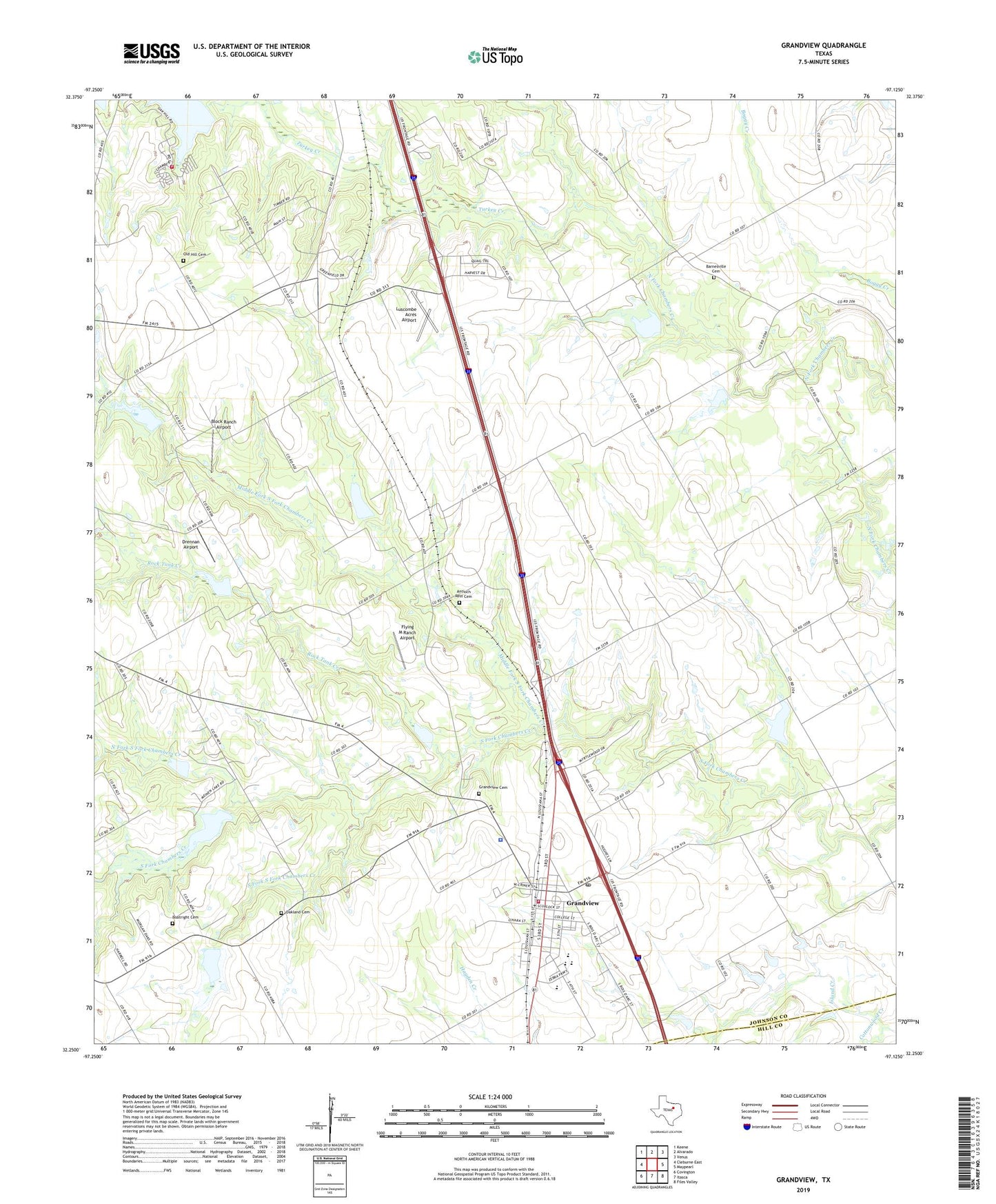 Grandview Texas US Topo Map Image