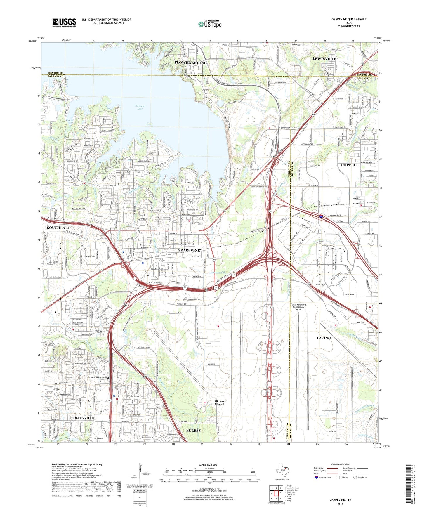 Grapevine Texas US Topo Map Image